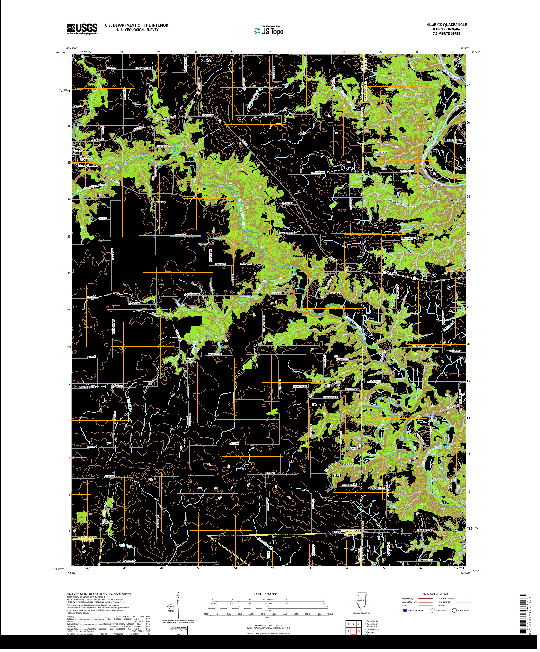 USGS US TOPO 7.5-MINUTE MAP FOR HUMRICK, IL,IN 2021