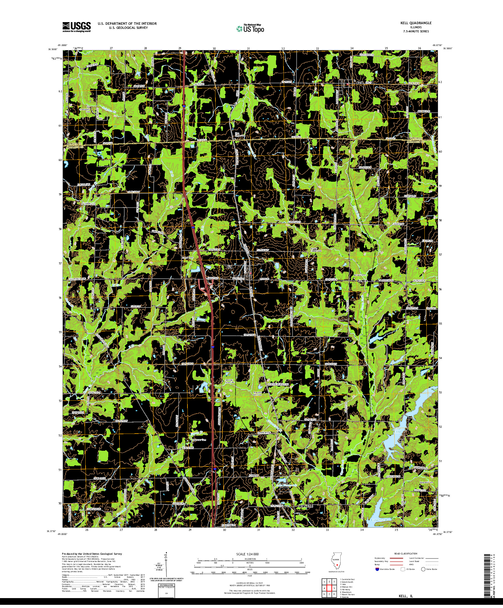 USGS US TOPO 7.5-MINUTE MAP FOR KELL, IL 2021