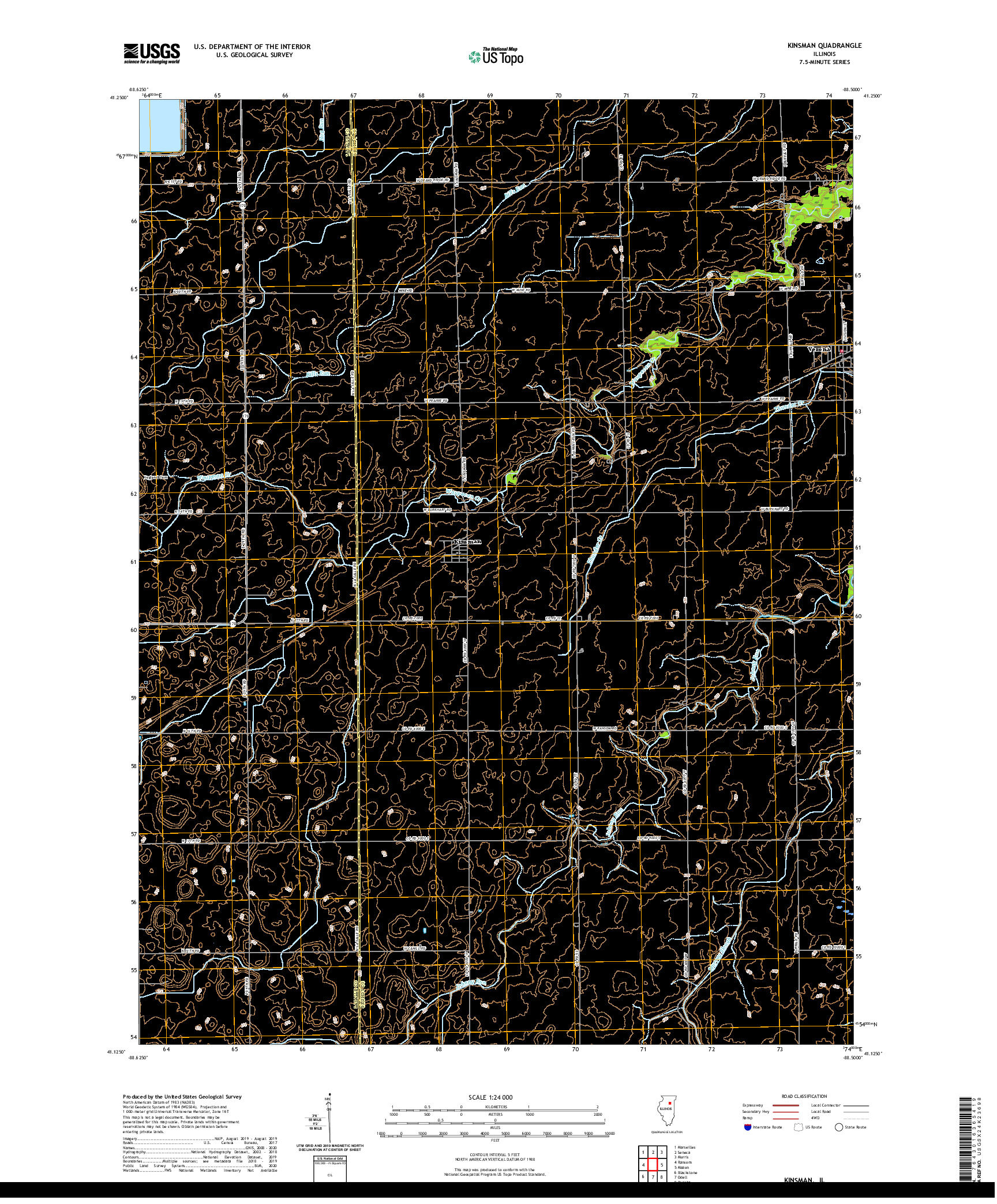 USGS US TOPO 7.5-MINUTE MAP FOR KINSMAN, IL 2021