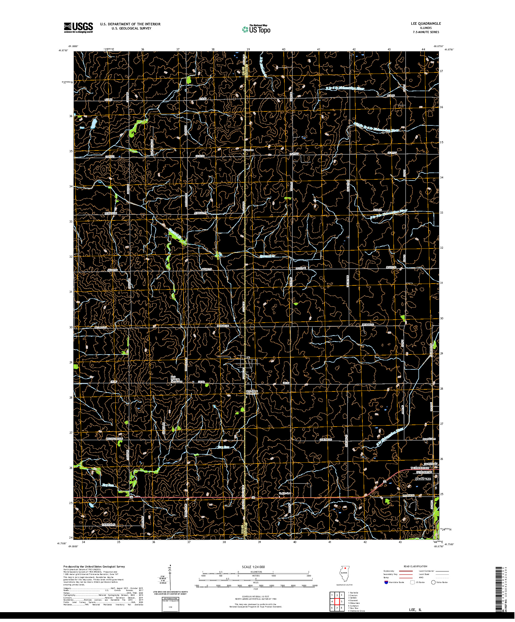 USGS US TOPO 7.5-MINUTE MAP FOR LEE, IL 2021