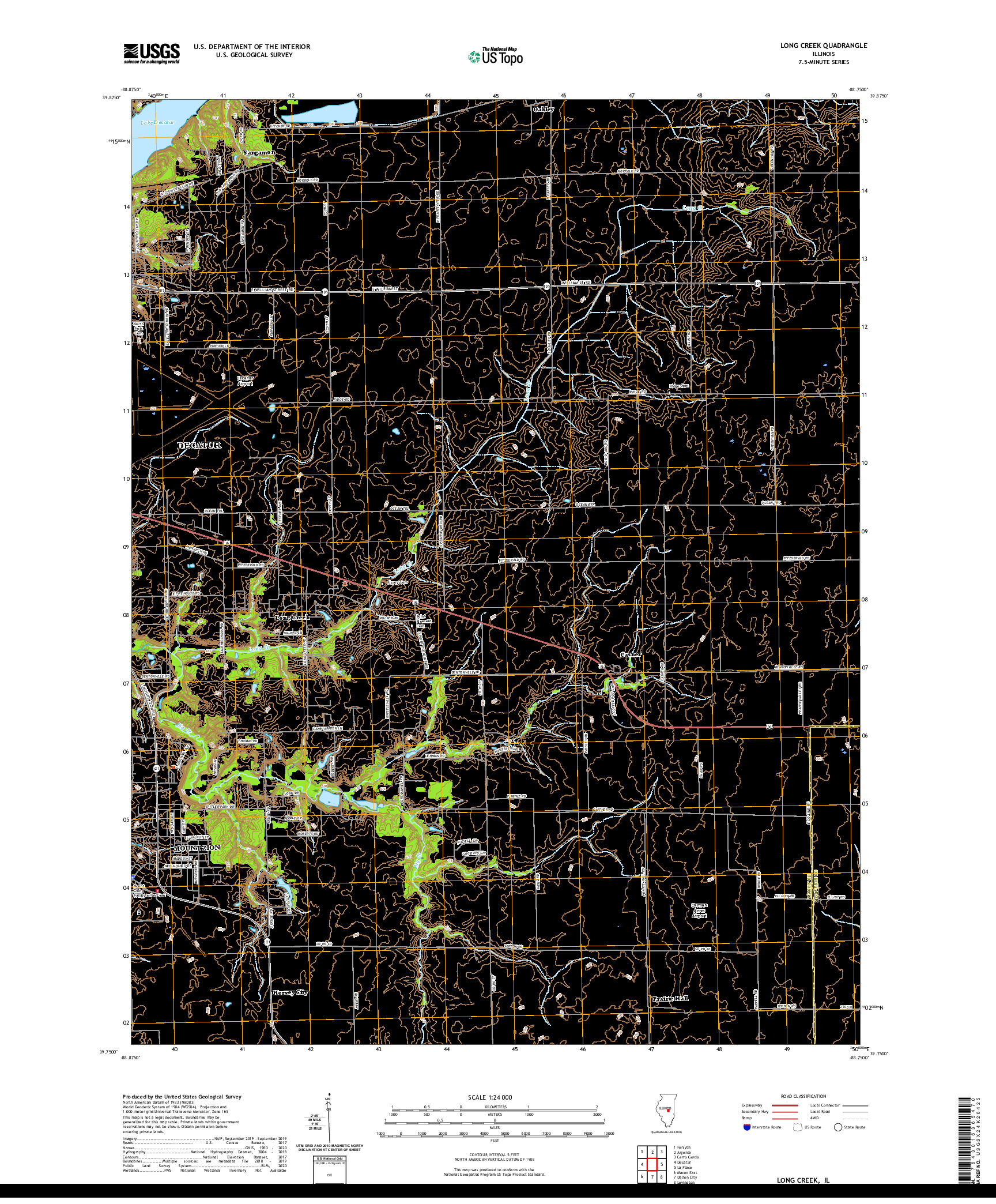 USGS US TOPO 7.5-MINUTE MAP FOR LONG CREEK, IL 2021