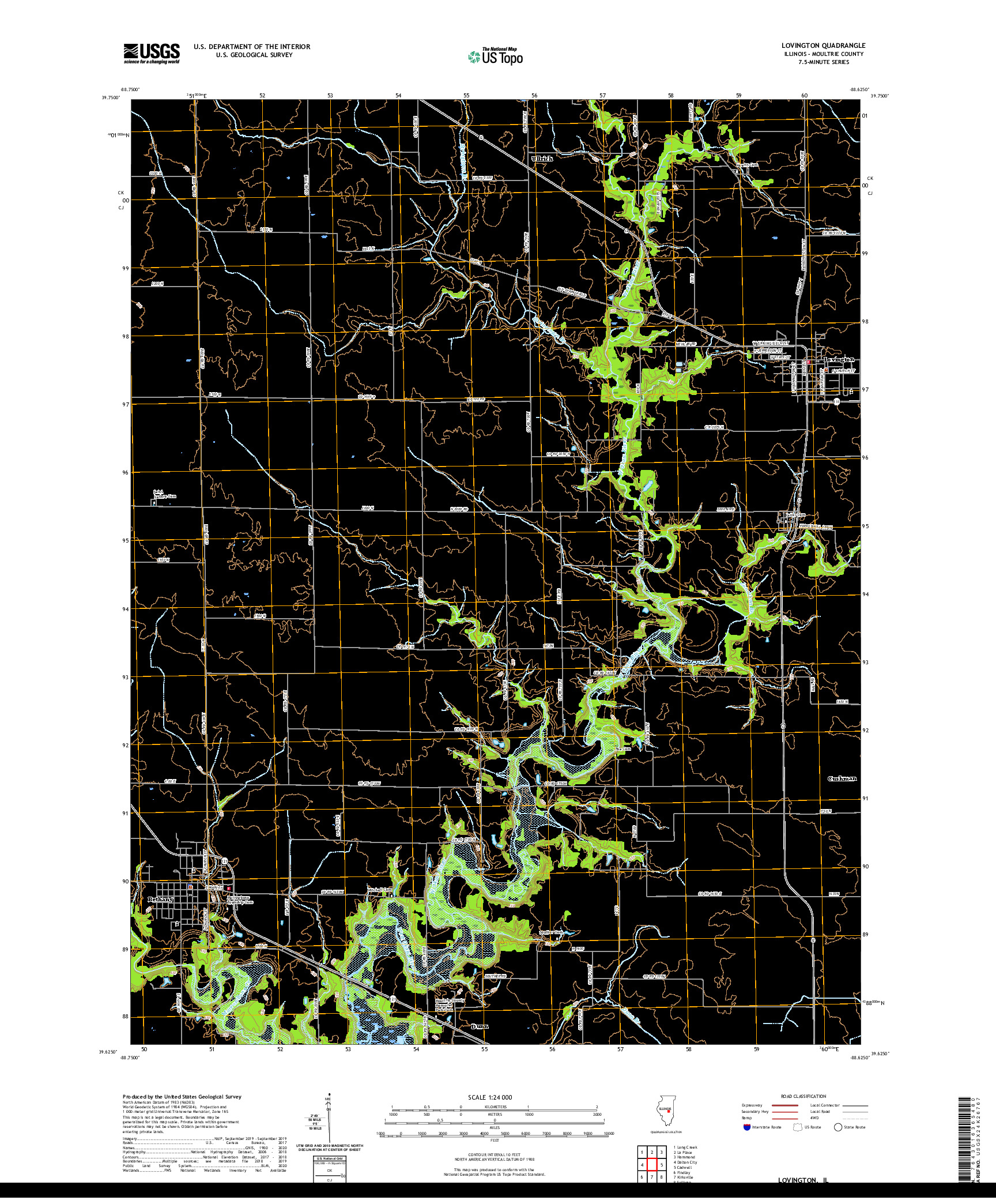 USGS US TOPO 7.5-MINUTE MAP FOR LOVINGTON, IL 2021