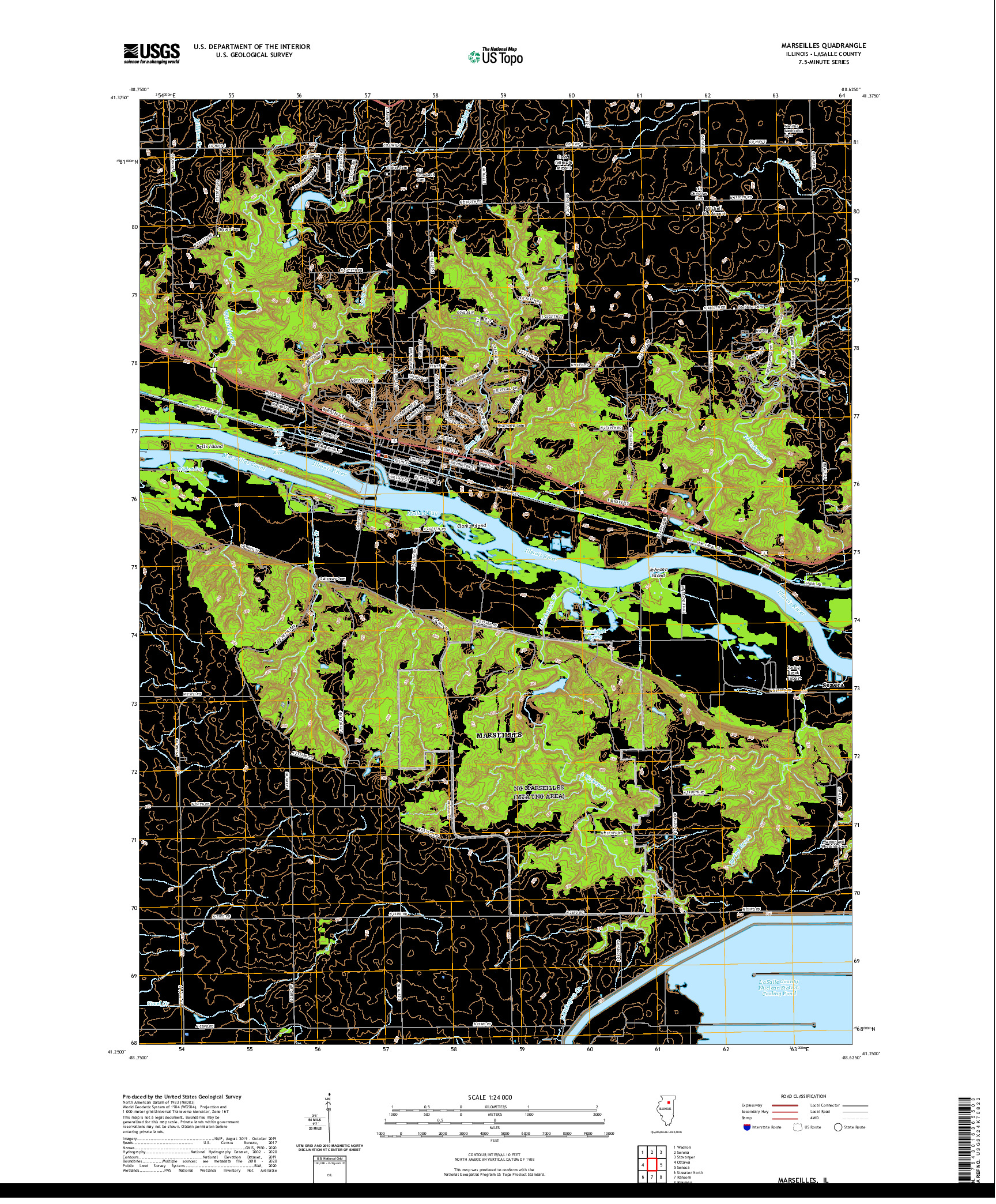 USGS US TOPO 7.5-MINUTE MAP FOR MARSEILLES, IL 2021
