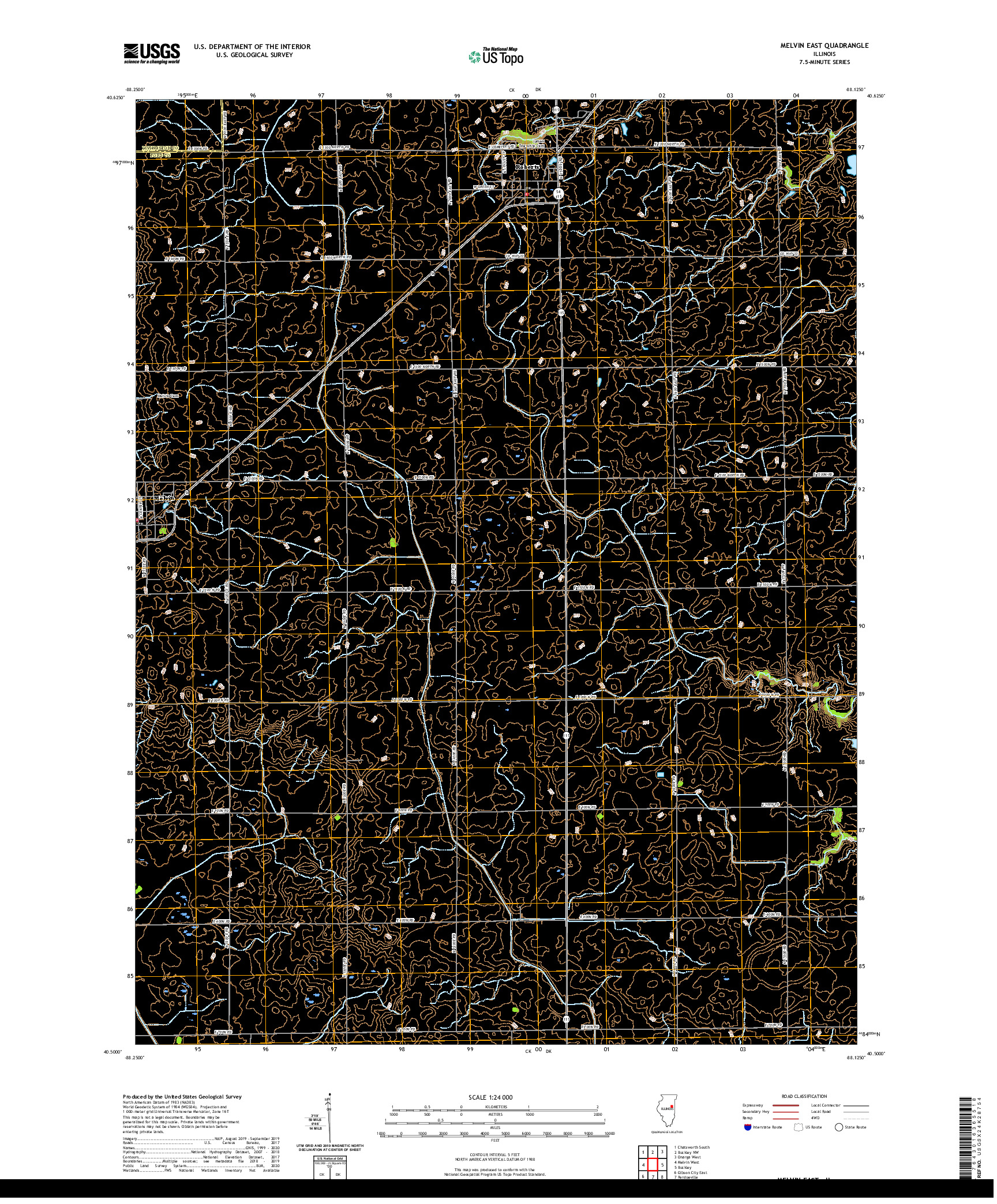 USGS US TOPO 7.5-MINUTE MAP FOR MELVIN EAST, IL 2021