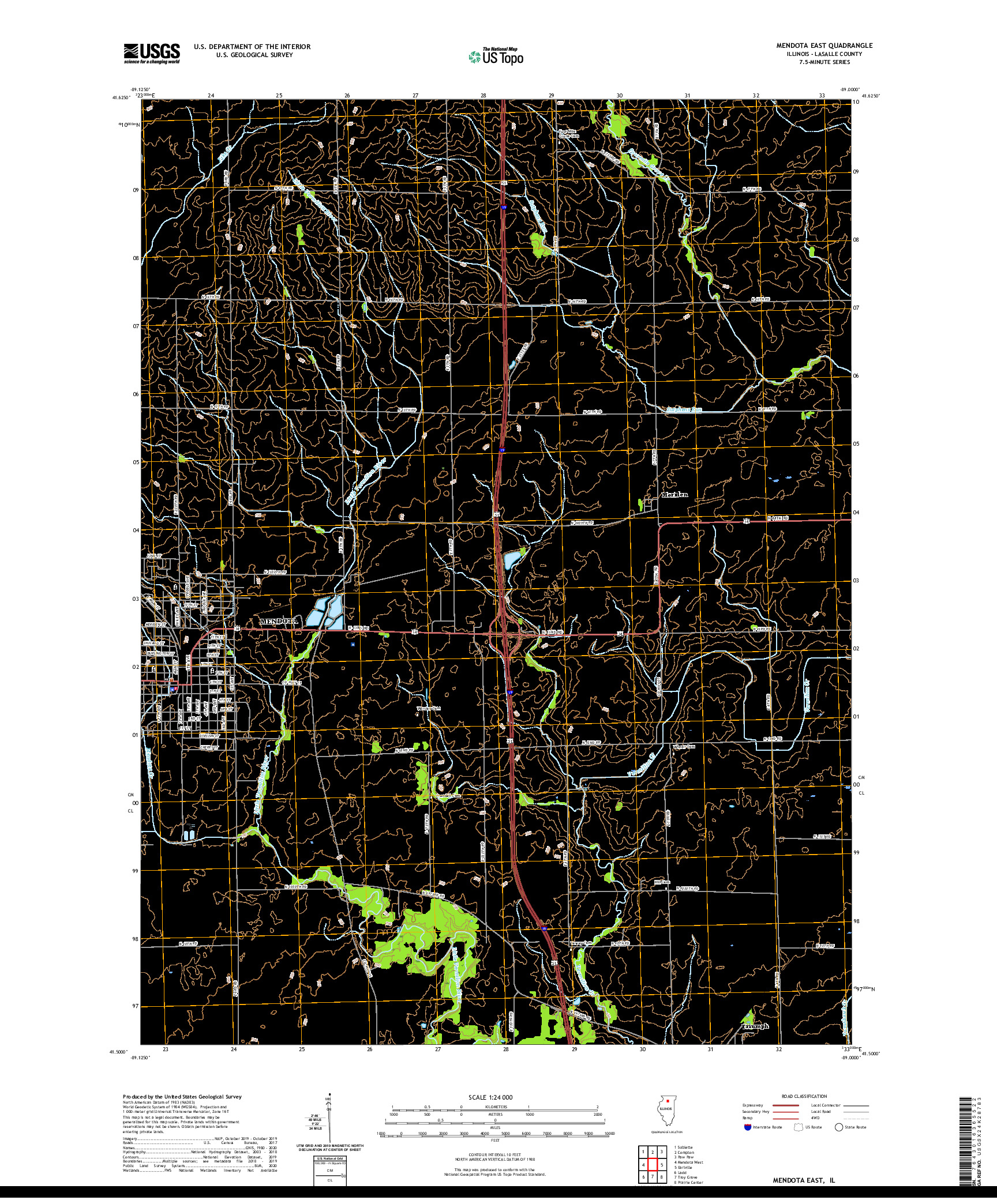 USGS US TOPO 7.5-MINUTE MAP FOR MENDOTA EAST, IL 2021