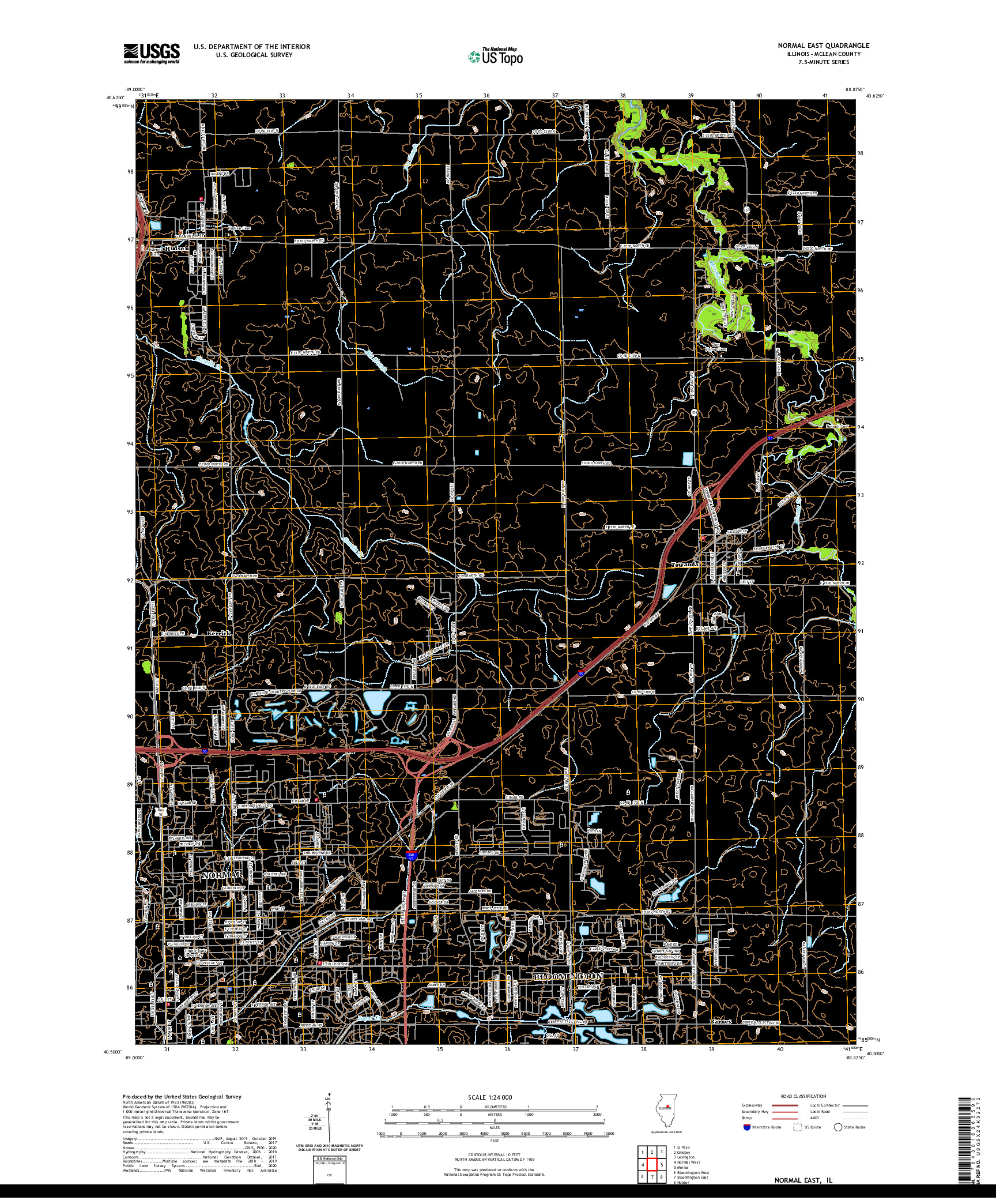 USGS US TOPO 7.5-MINUTE MAP FOR NORMAL EAST, IL 2021