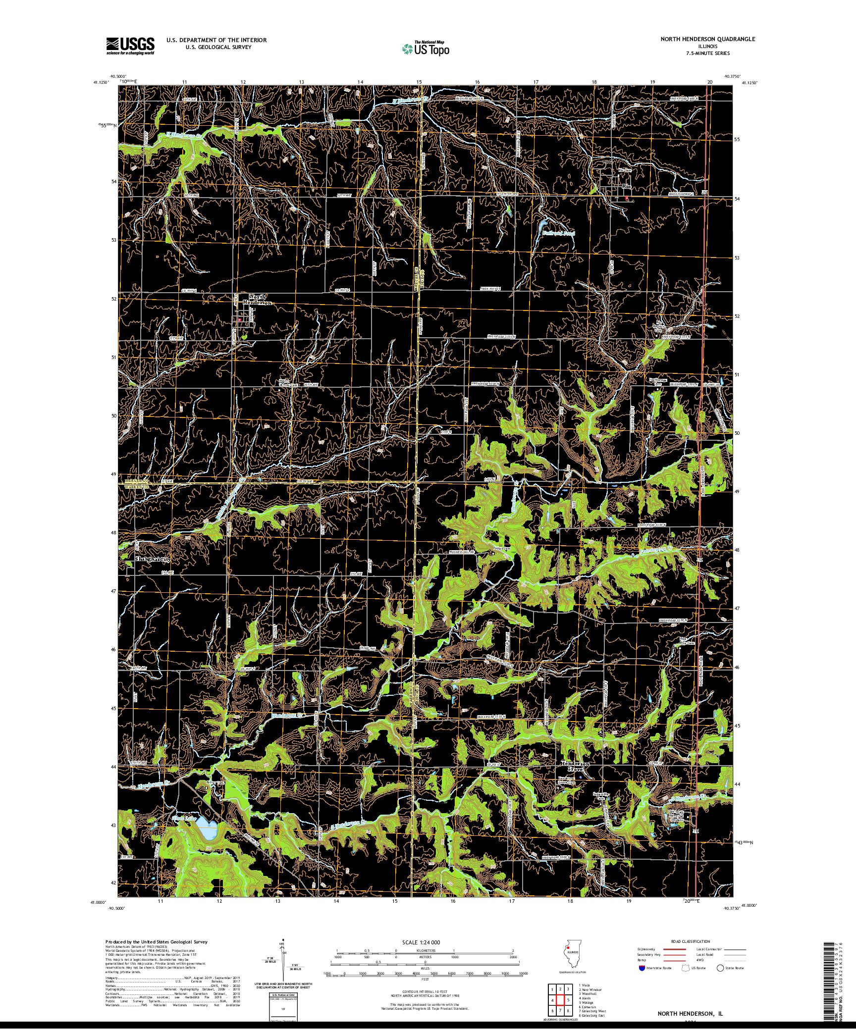 USGS US TOPO 7.5-MINUTE MAP FOR NORTH HENDERSON, IL 2021