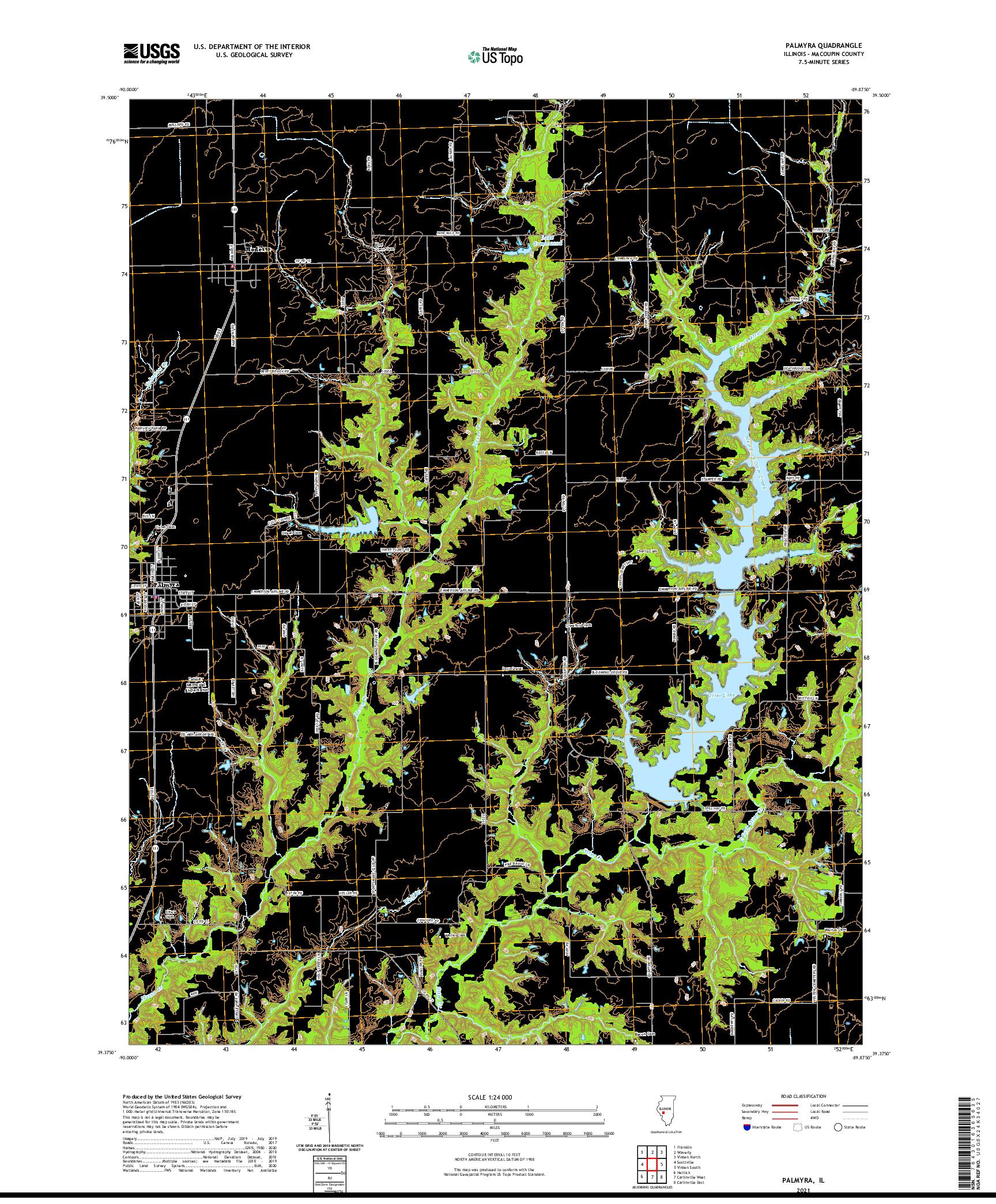 USGS US TOPO 7.5-MINUTE MAP FOR PALMYRA, IL 2021