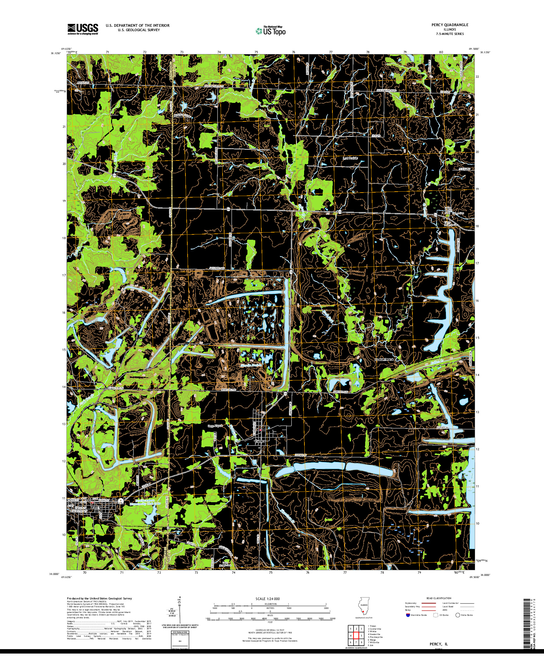 USGS US TOPO 7.5-MINUTE MAP FOR PERCY, IL 2021