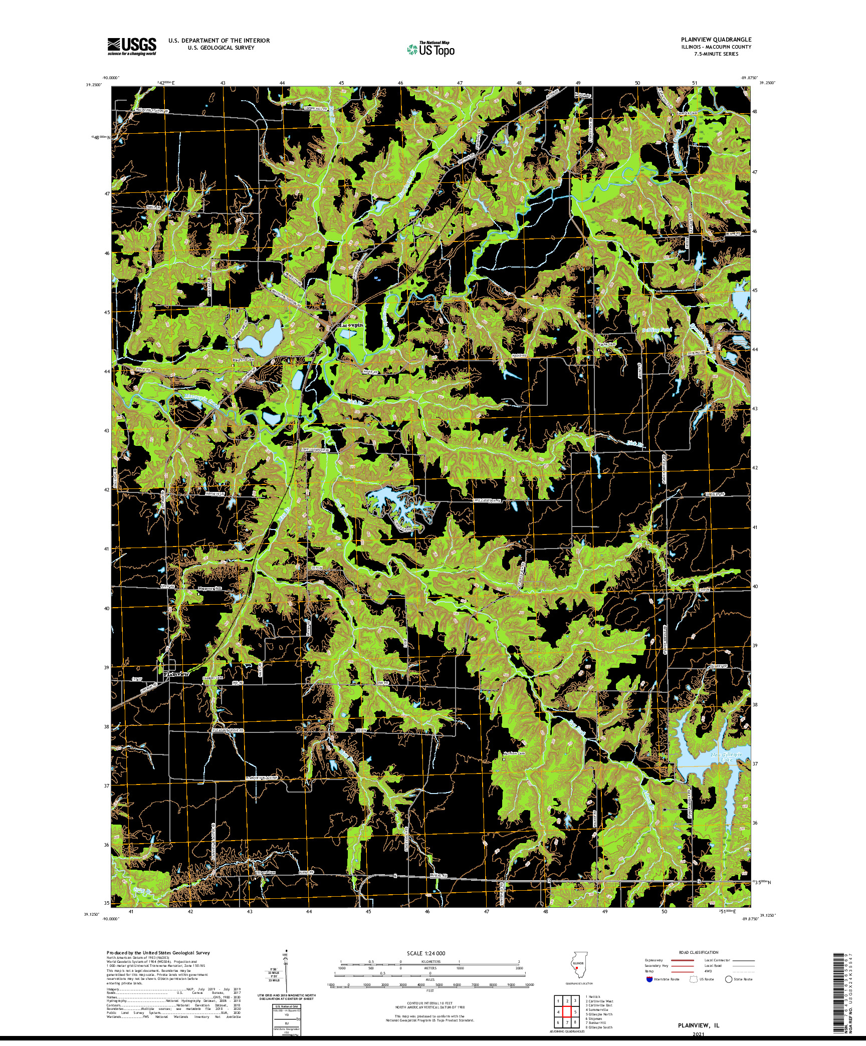 USGS US TOPO 7.5-MINUTE MAP FOR PLAINVIEW, IL 2021