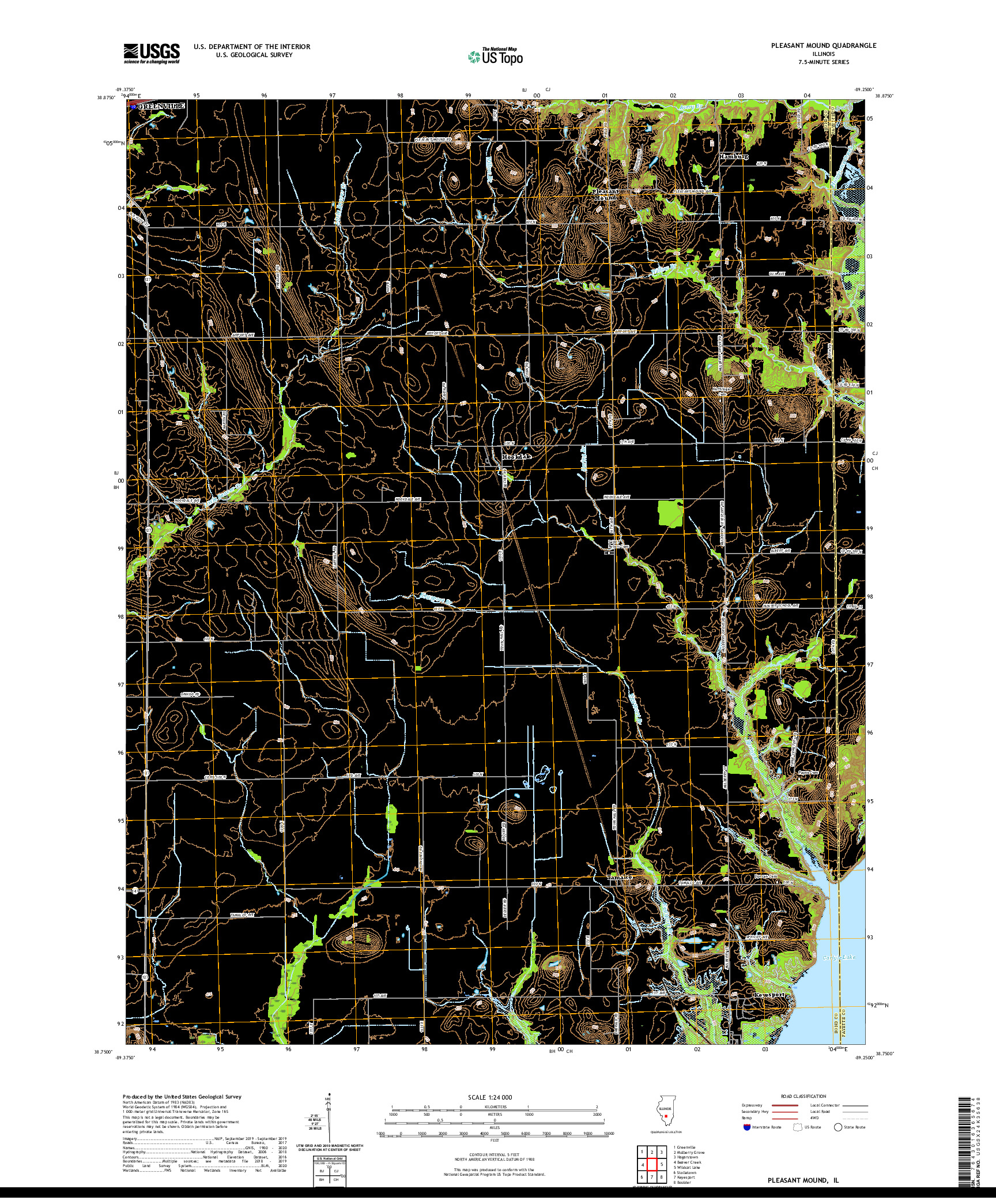 USGS US TOPO 7.5-MINUTE MAP FOR PLEASANT MOUND, IL 2021