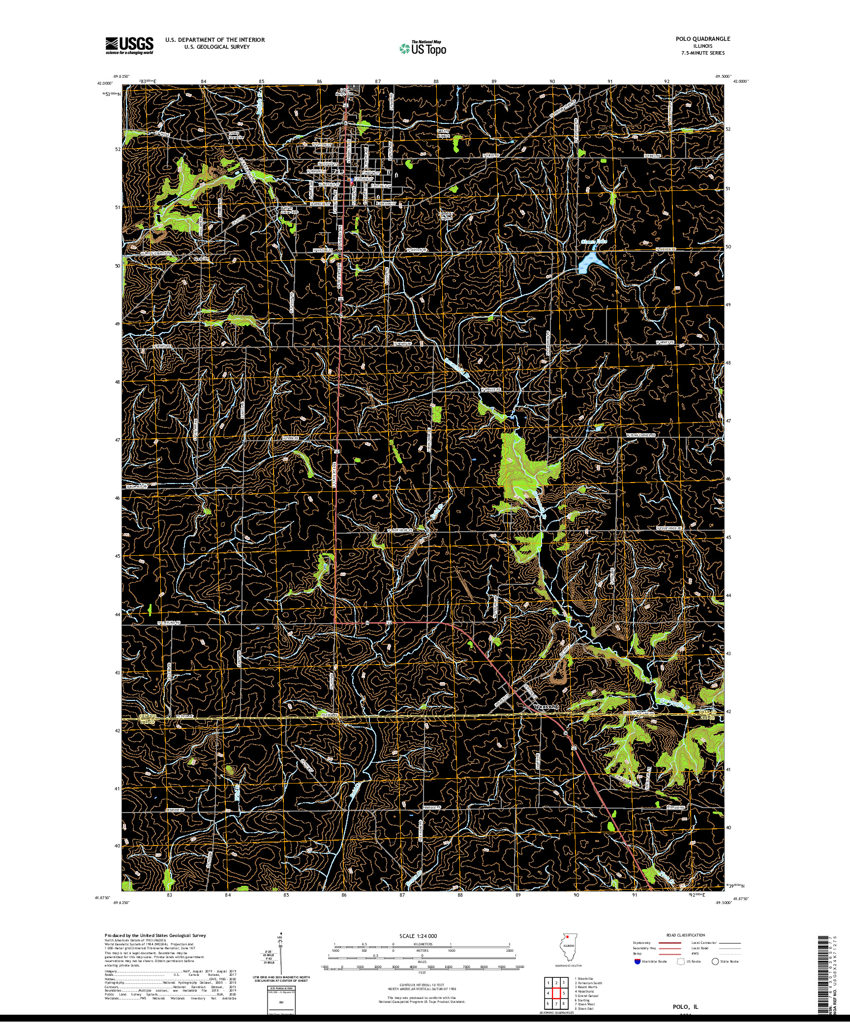 USGS US TOPO 7.5-MINUTE MAP FOR POLO, IL 2021