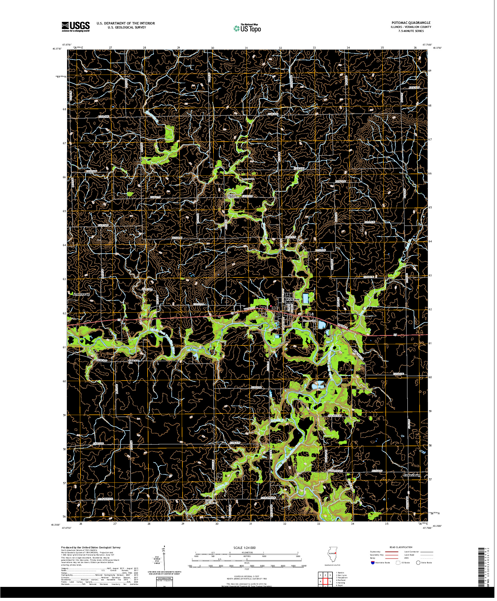 USGS US TOPO 7.5-MINUTE MAP FOR POTOMAC, IL 2021