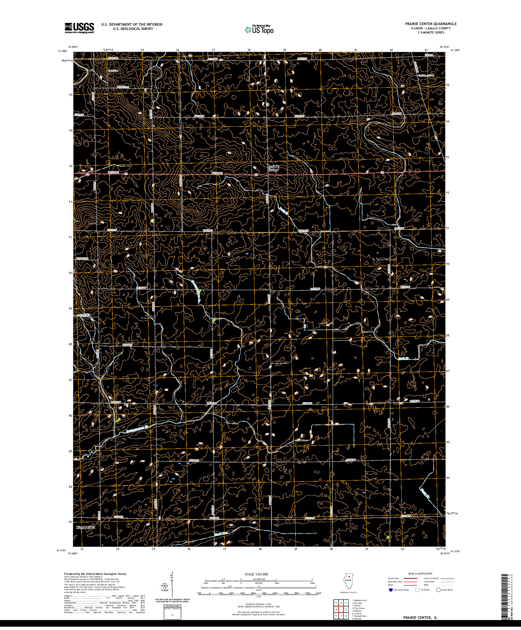 USGS US TOPO 7.5-MINUTE MAP FOR PRAIRIE CENTER, IL 2021