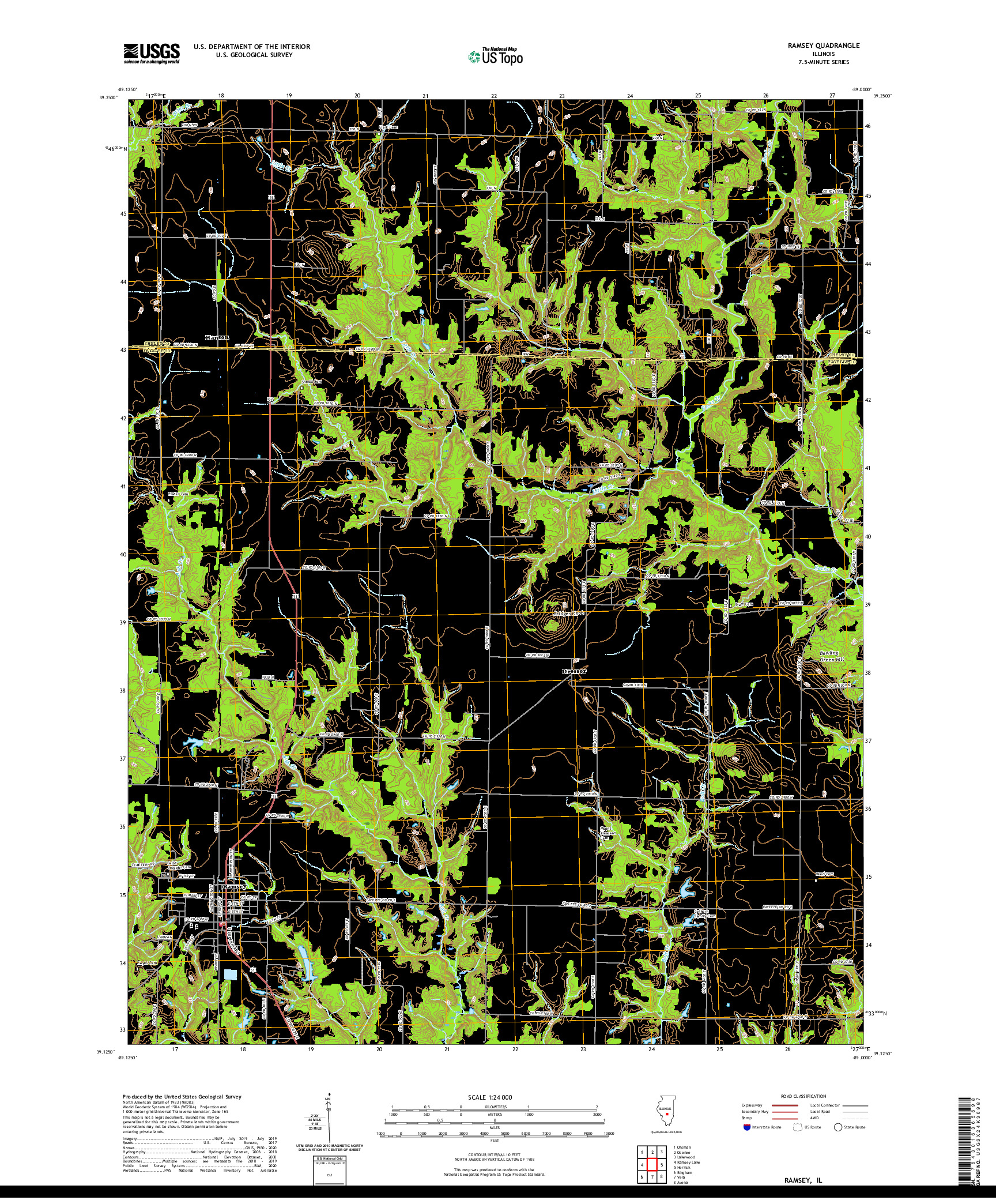 USGS US TOPO 7.5-MINUTE MAP FOR RAMSEY, IL 2021