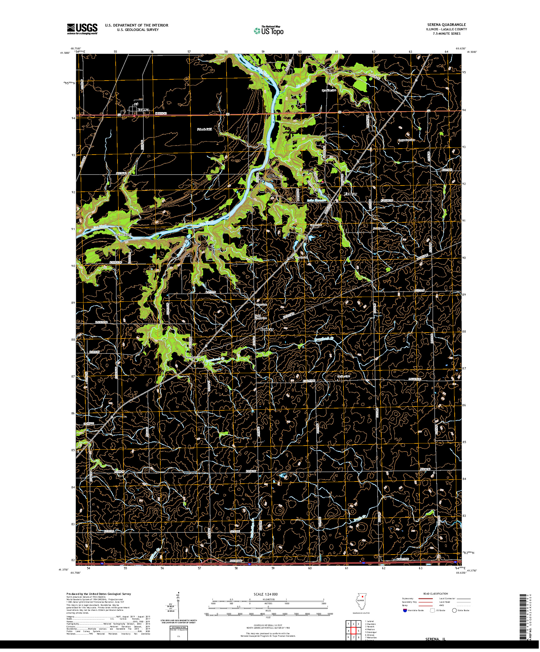 USGS US TOPO 7.5-MINUTE MAP FOR SERENA, IL 2021