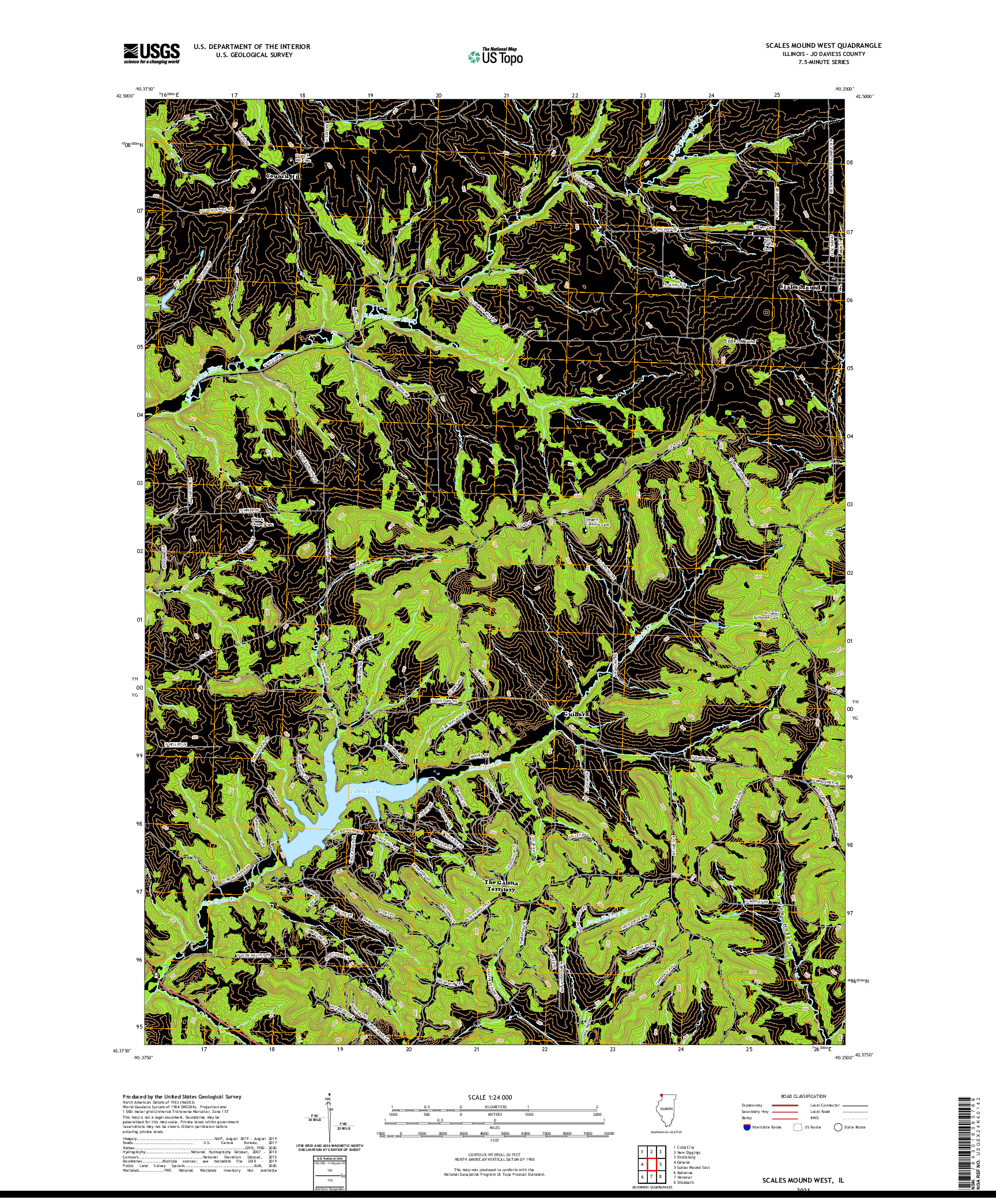 USGS US TOPO 7.5-MINUTE MAP FOR SCALES MOUND WEST, IL 2021