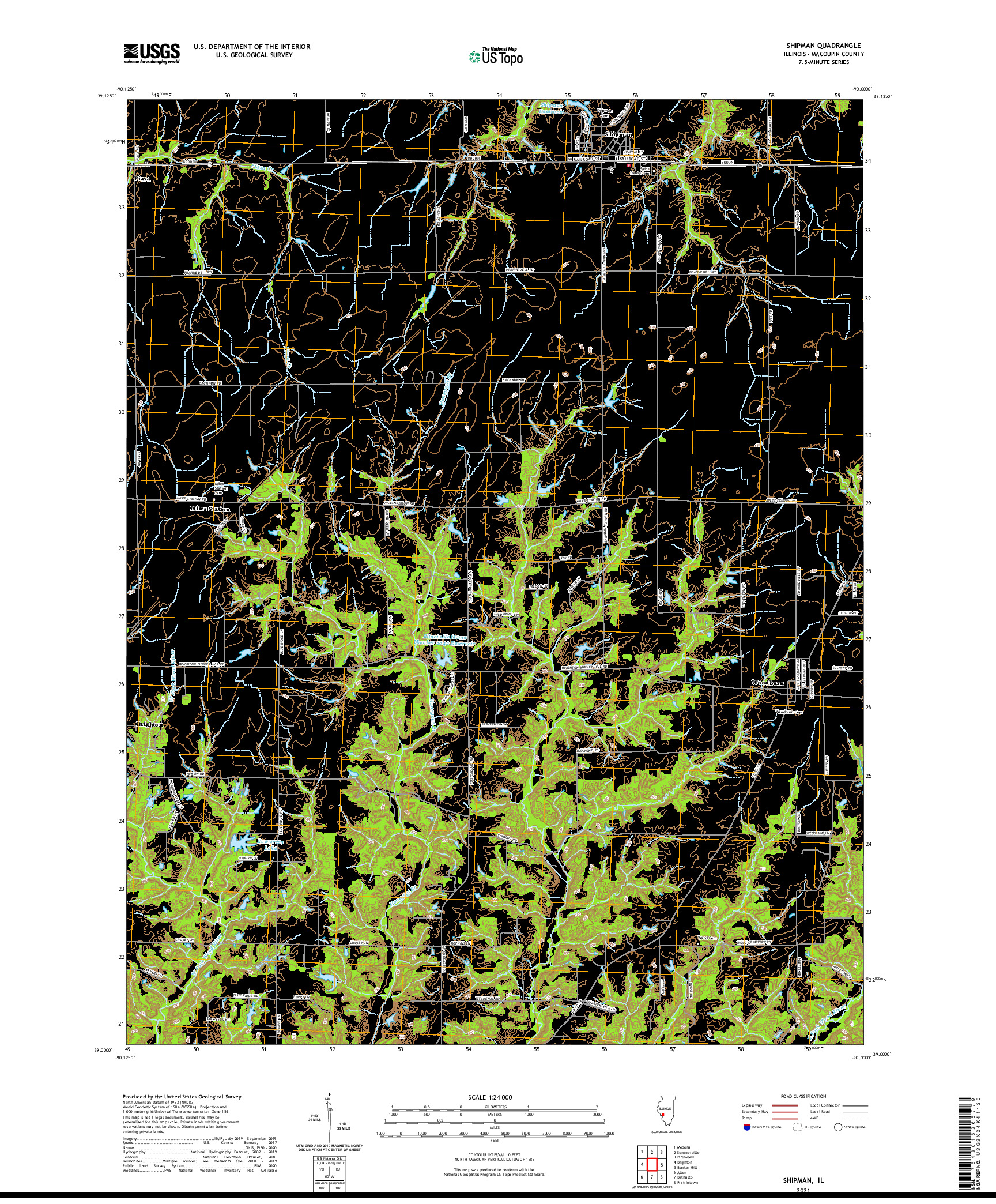 USGS US TOPO 7.5-MINUTE MAP FOR SHIPMAN, IL 2021