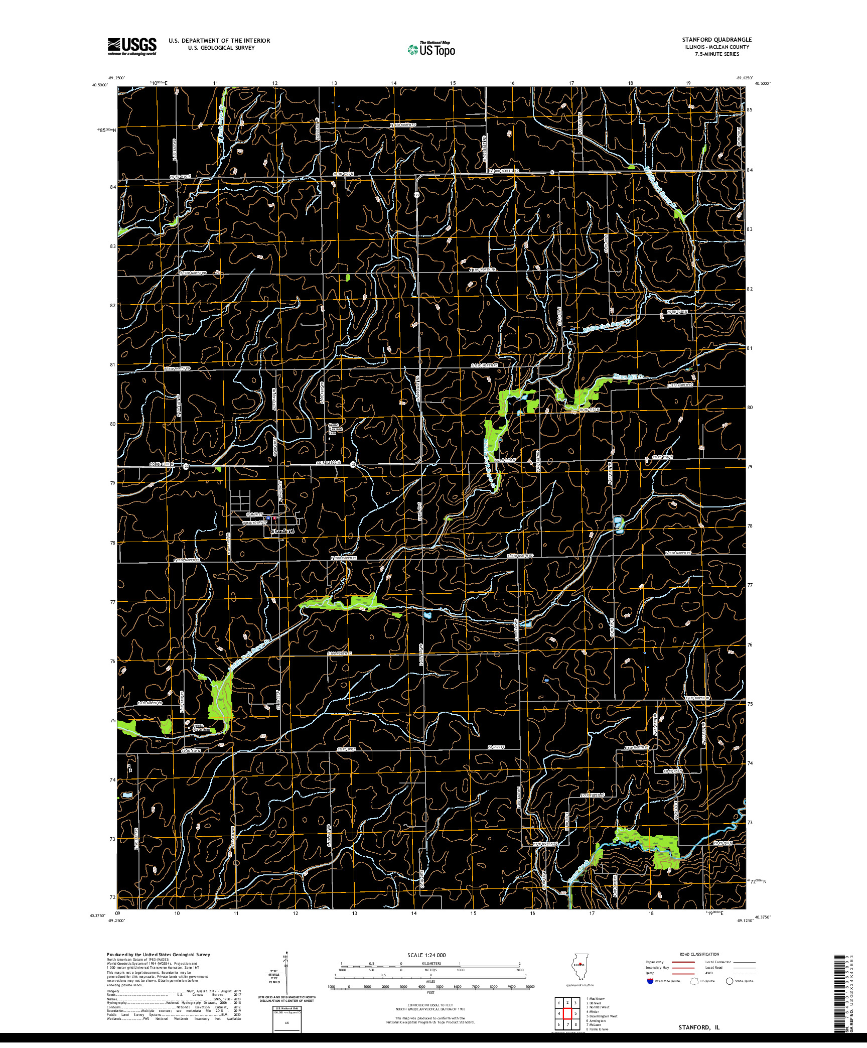 USGS US TOPO 7.5-MINUTE MAP FOR STANFORD, IL 2021