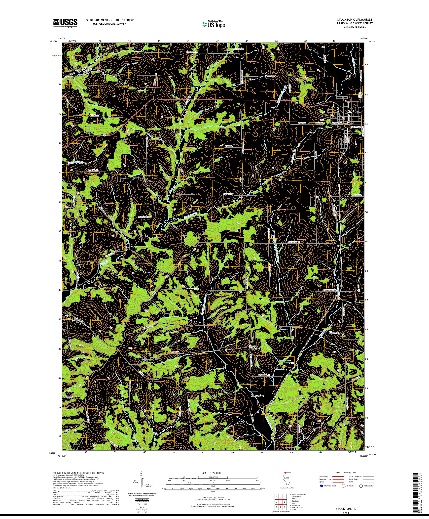 USGS US TOPO 7.5-MINUTE MAP FOR STOCKTON, IL 2021