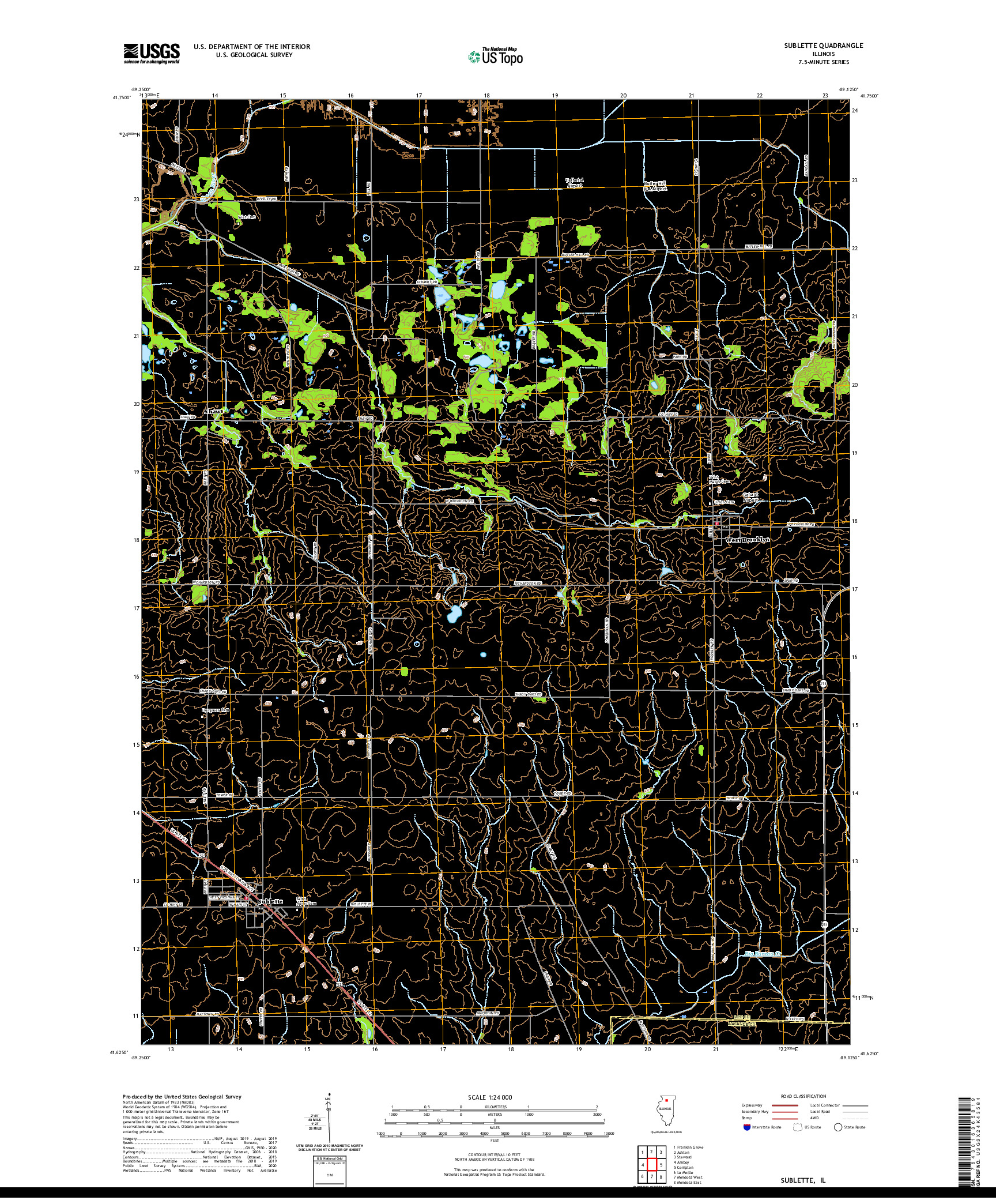 USGS US TOPO 7.5-MINUTE MAP FOR SUBLETTE, IL 2021