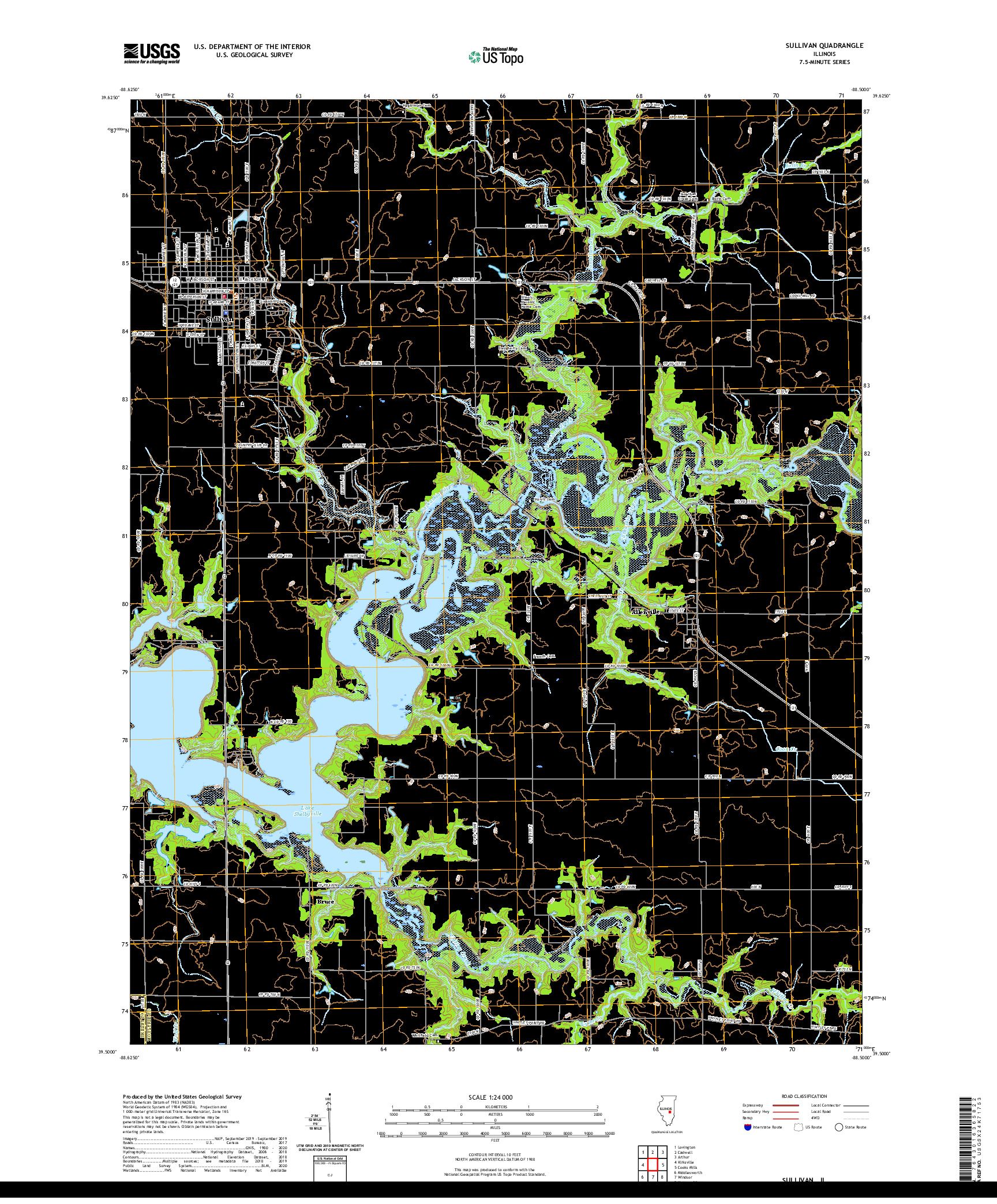 USGS US TOPO 7.5-MINUTE MAP FOR SULLIVAN, IL 2021