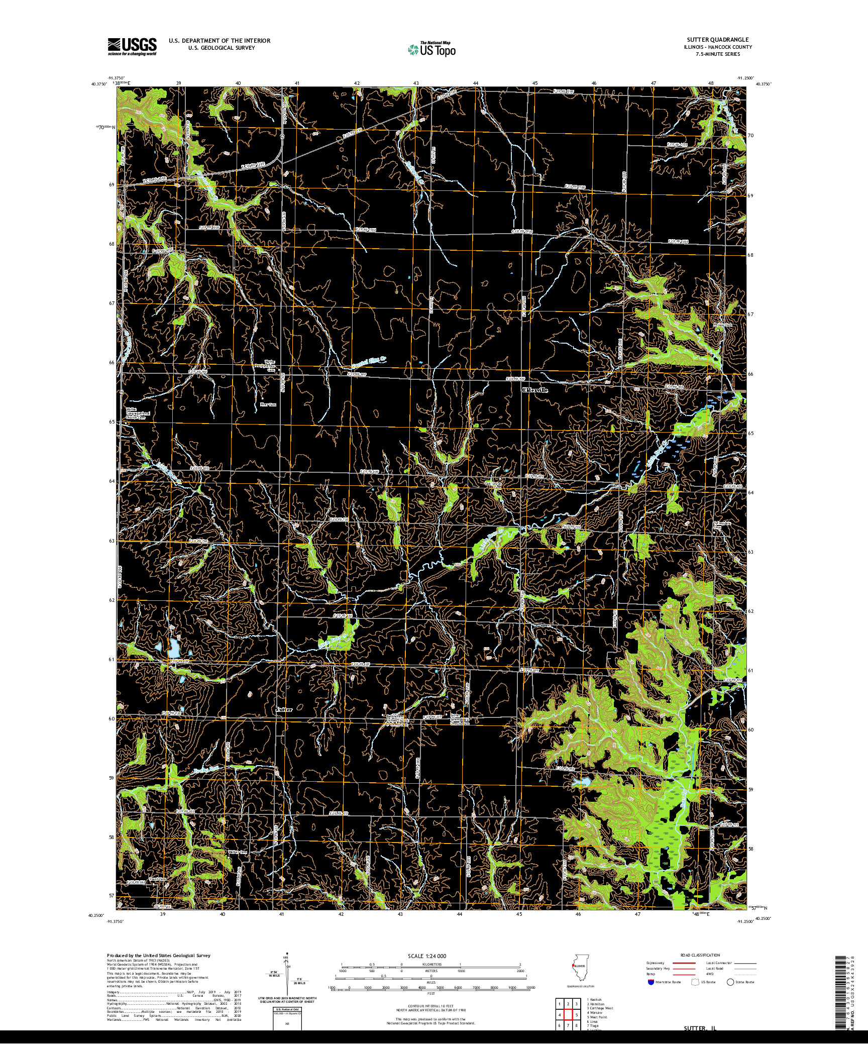 USGS US TOPO 7.5-MINUTE MAP FOR SUTTER, IL 2021