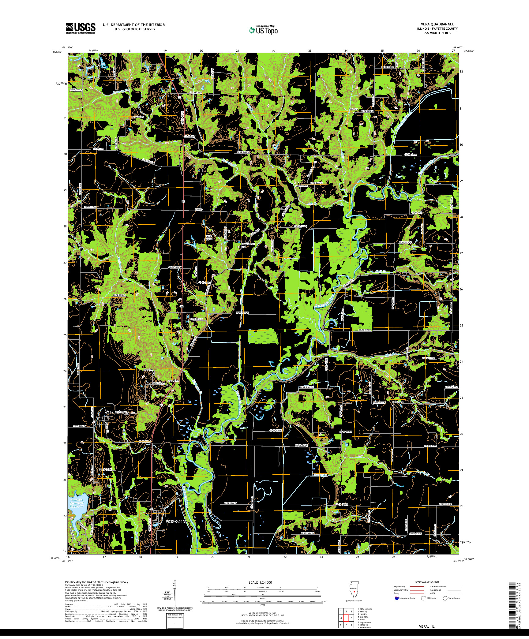 USGS US TOPO 7.5-MINUTE MAP FOR VERA, IL 2021