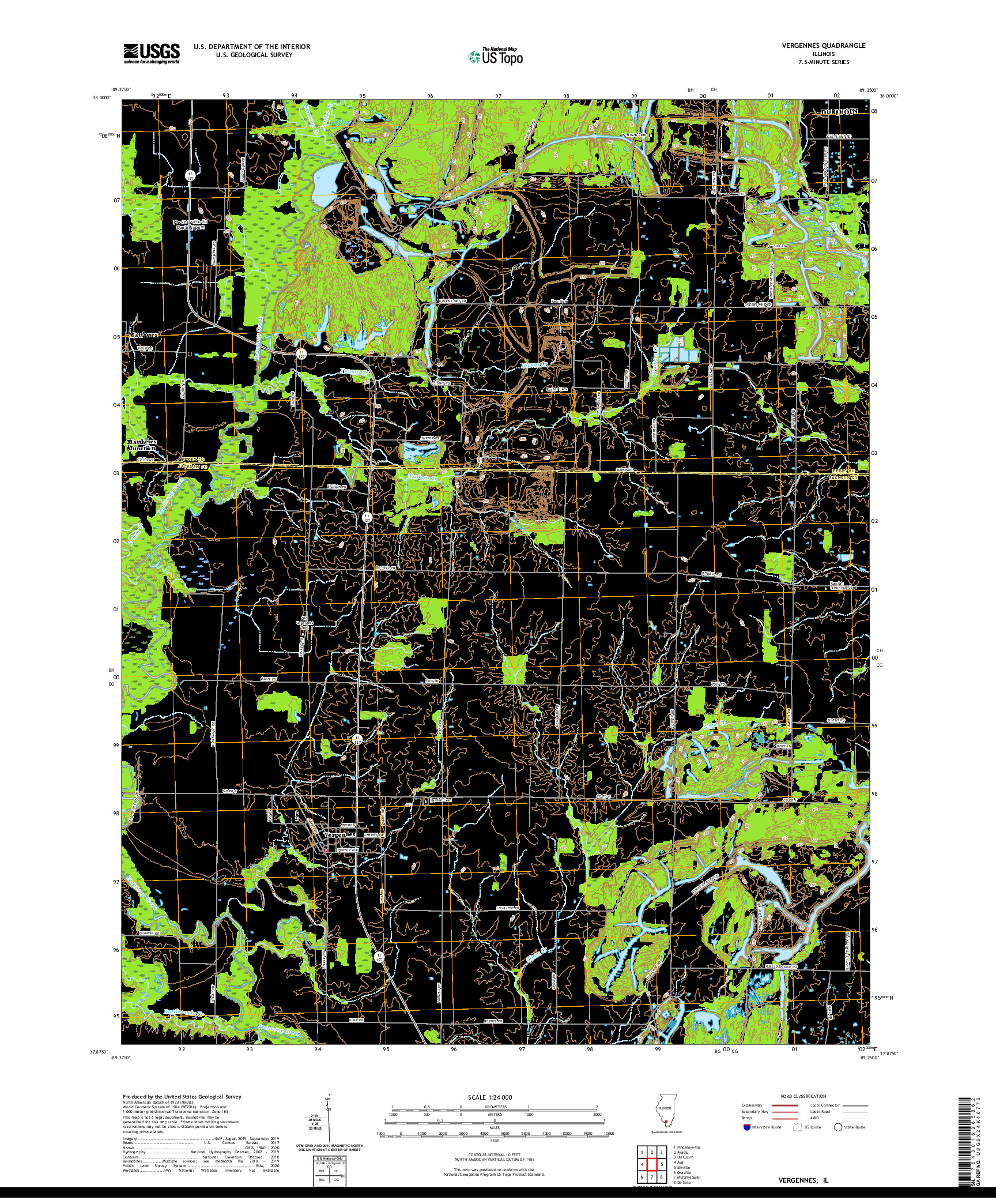 USGS US TOPO 7.5-MINUTE MAP FOR VERGENNES, IL 2021