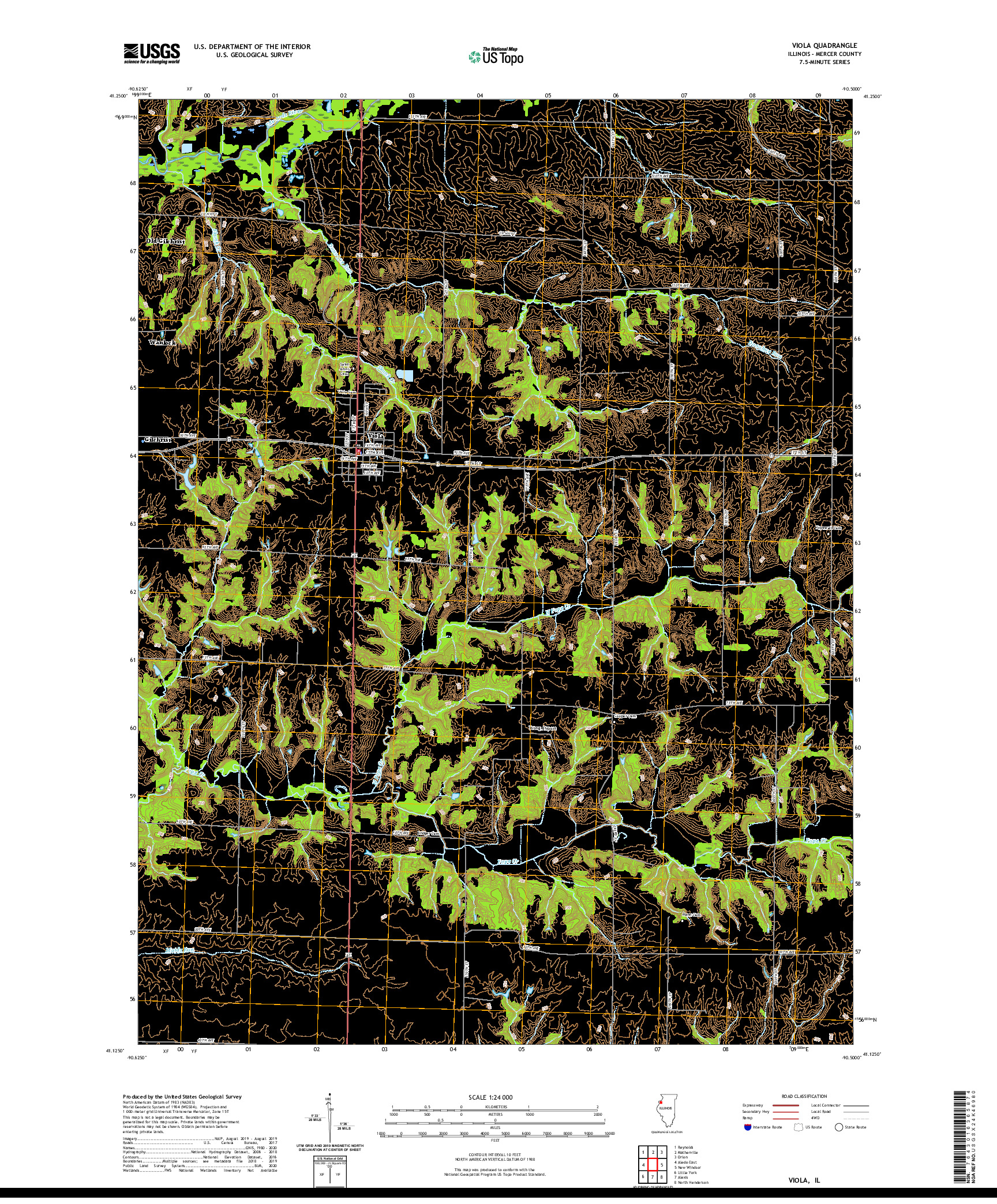 USGS US TOPO 7.5-MINUTE MAP FOR VIOLA, IL 2021