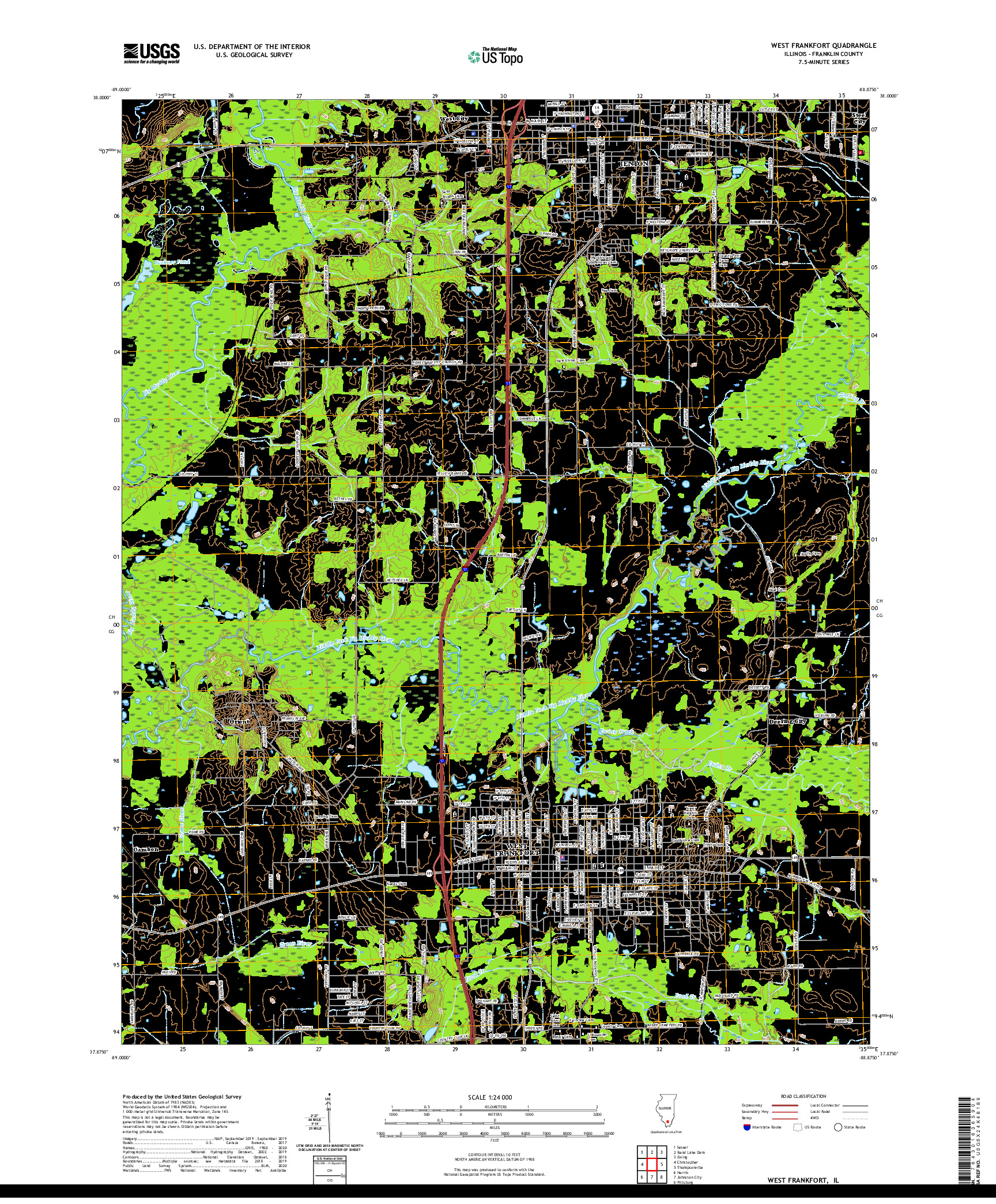 USGS US TOPO 7.5-MINUTE MAP FOR WEST FRANKFORT, IL 2021