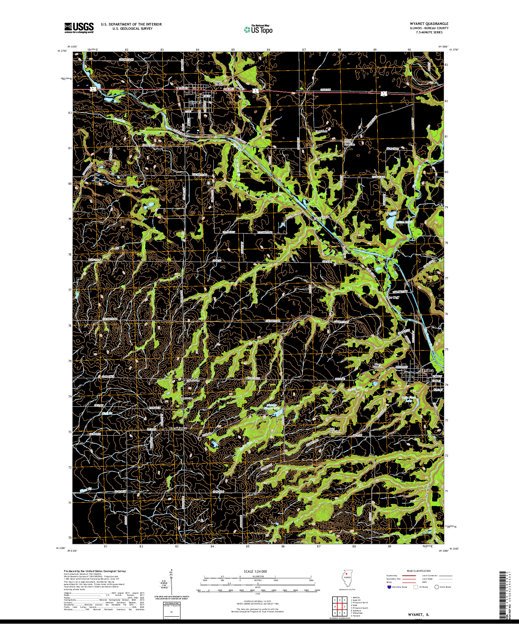 USGS US TOPO 7.5-MINUTE MAP FOR WYANET, IL 2021