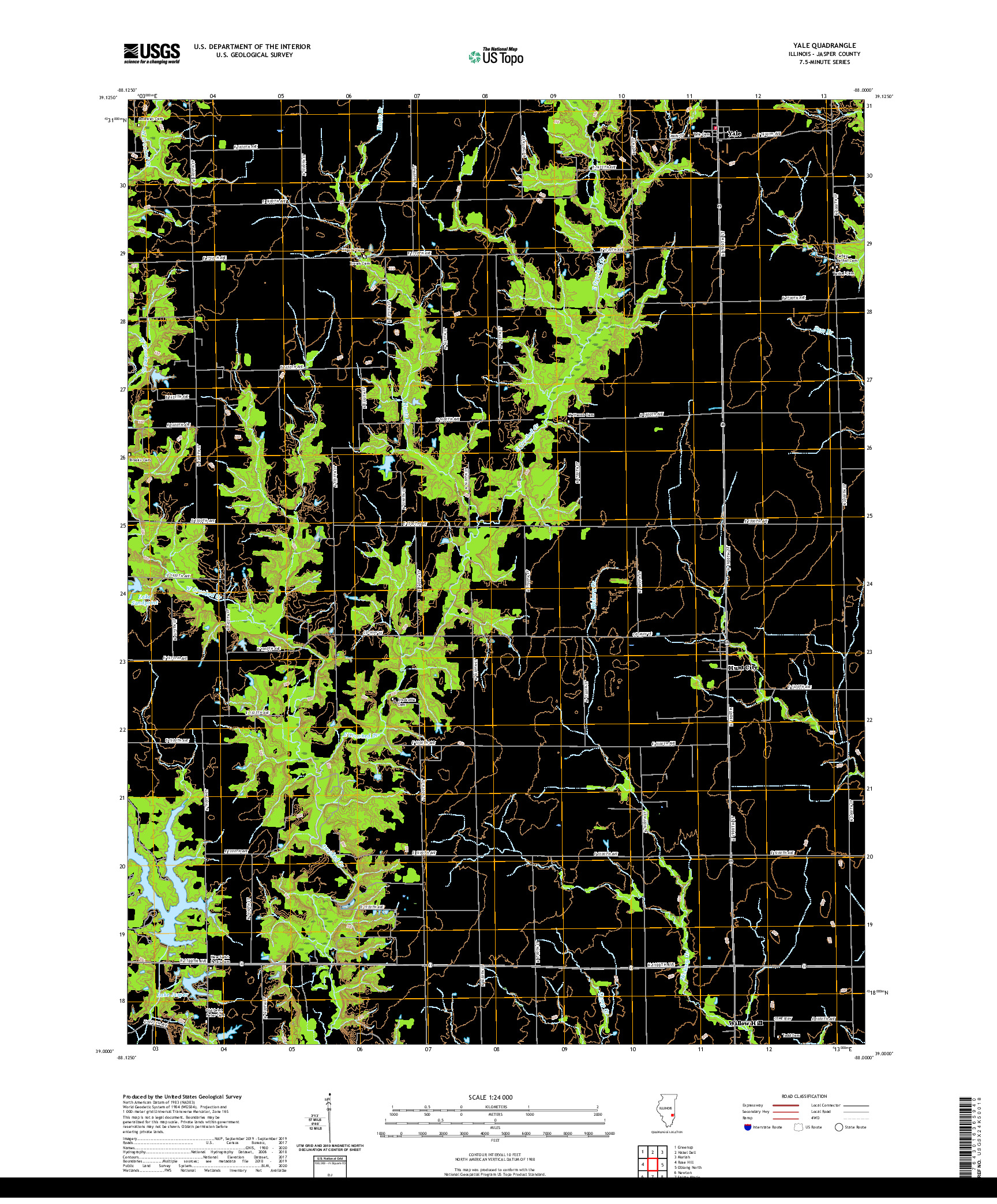 USGS US TOPO 7.5-MINUTE MAP FOR YALE, IL 2021