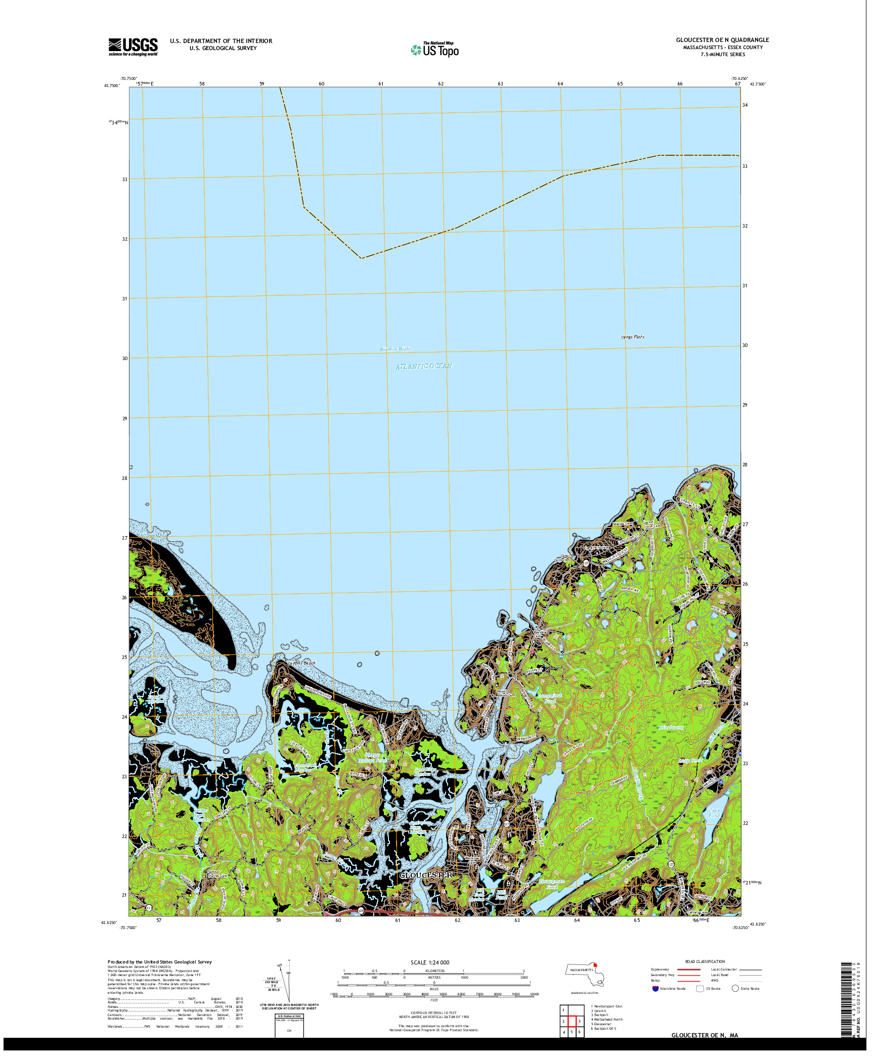 USGS US TOPO 7.5-MINUTE MAP FOR GLOUCESTER OE N, MA 2021