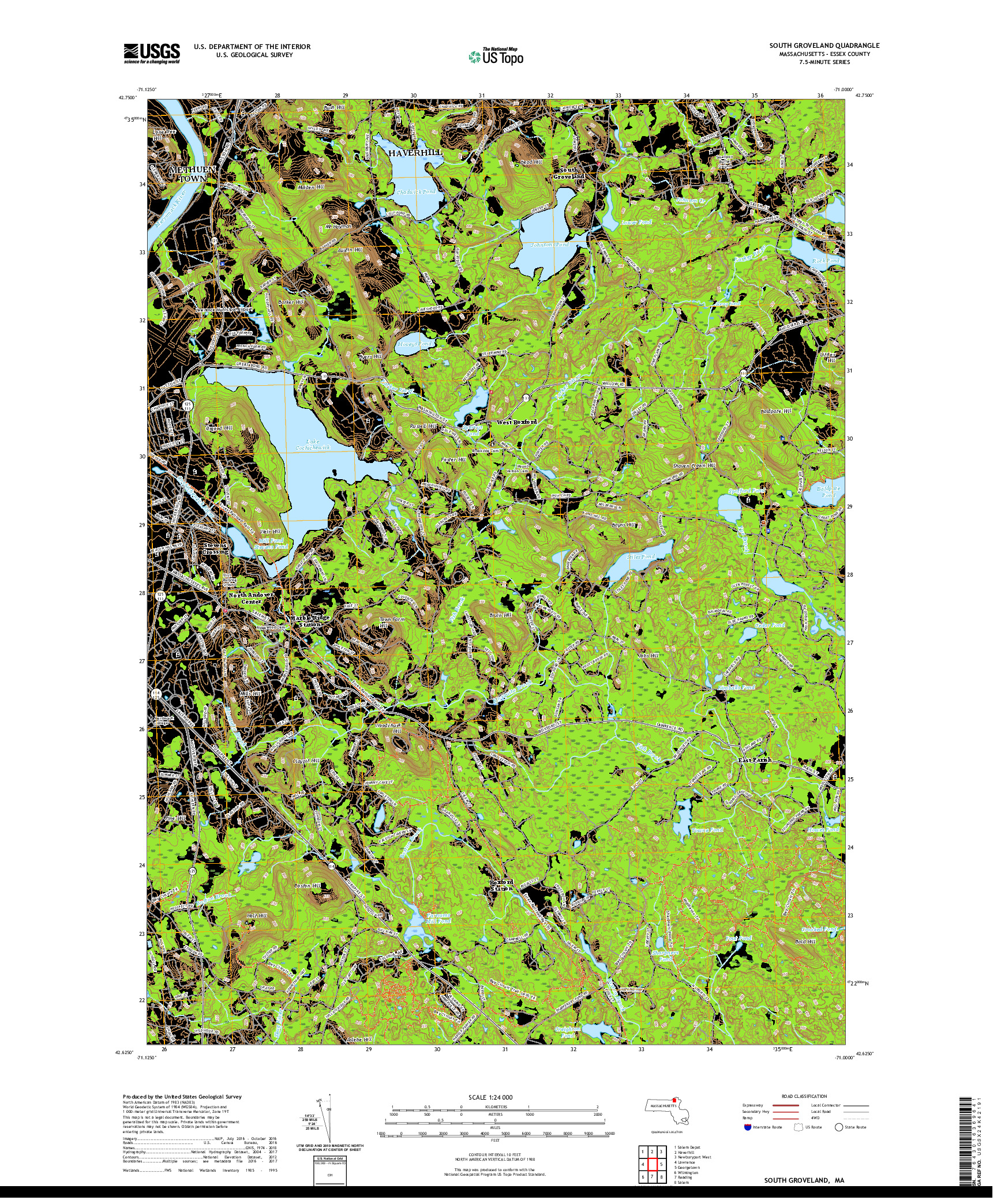 USGS US TOPO 7.5-MINUTE MAP FOR SOUTH GROVELAND, MA 2021