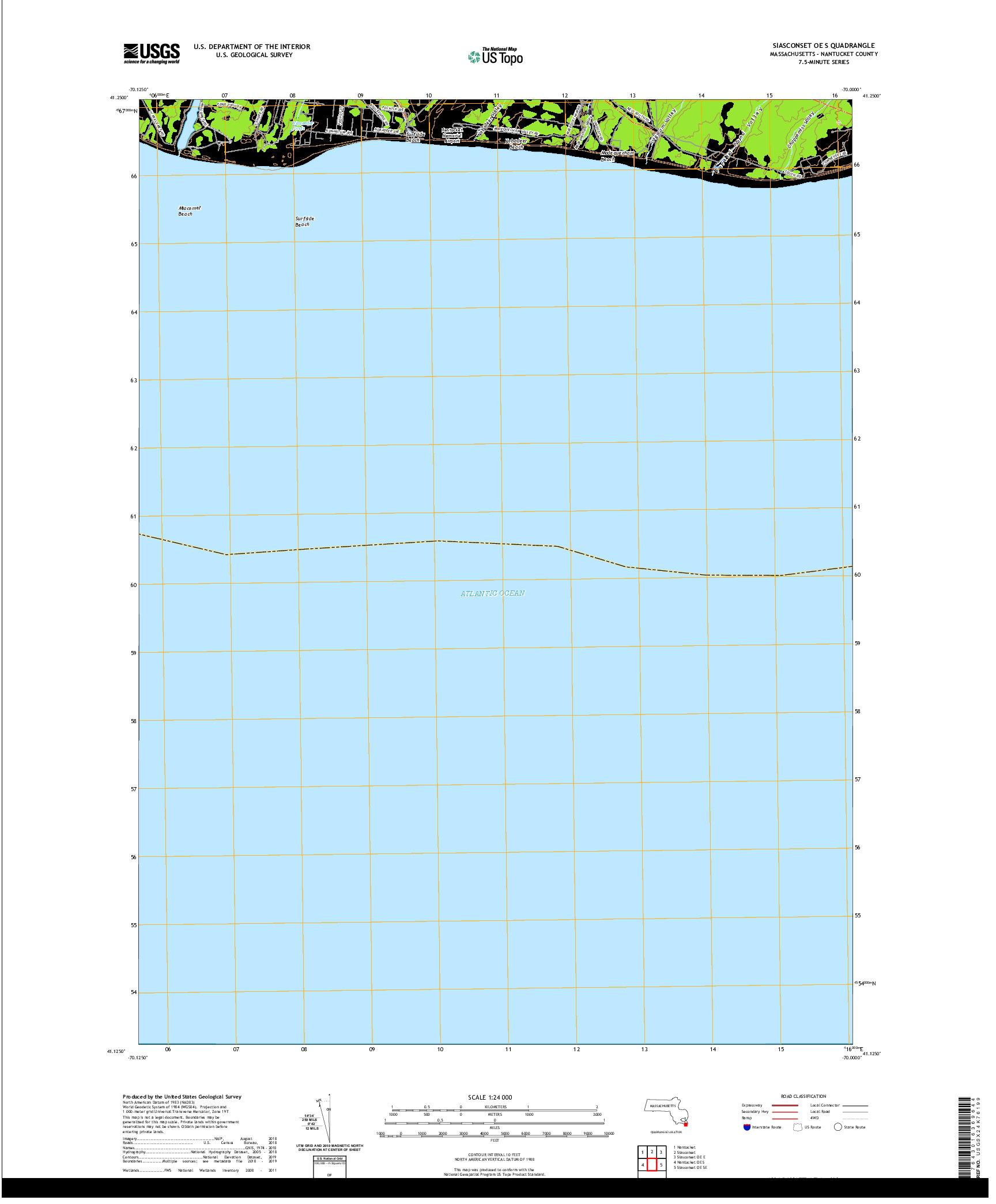 USGS US TOPO 7.5-MINUTE MAP FOR SIASCONSET OE S, MA 2021