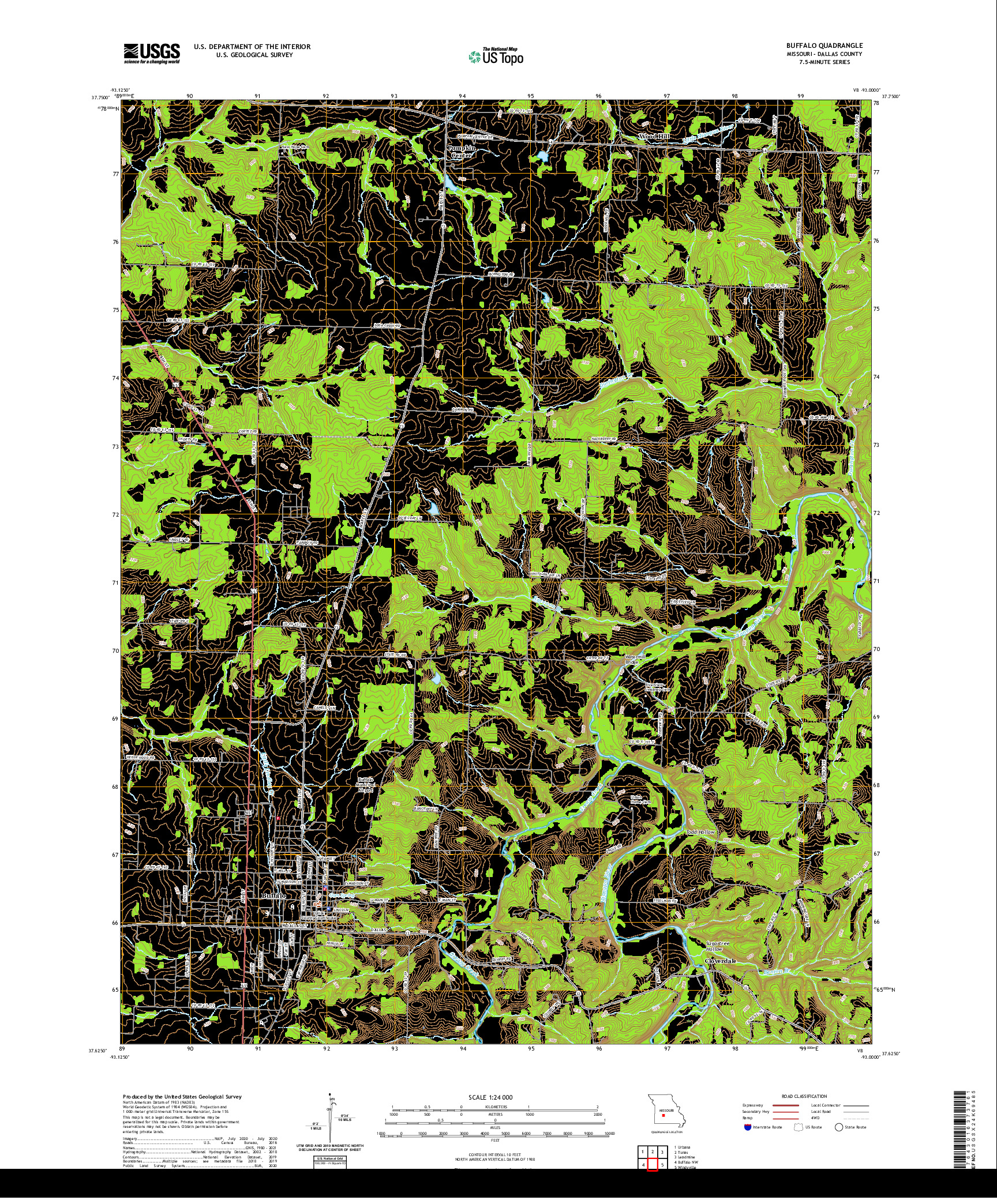 USGS US TOPO 7.5-MINUTE MAP FOR BUFFALO, MO 2021