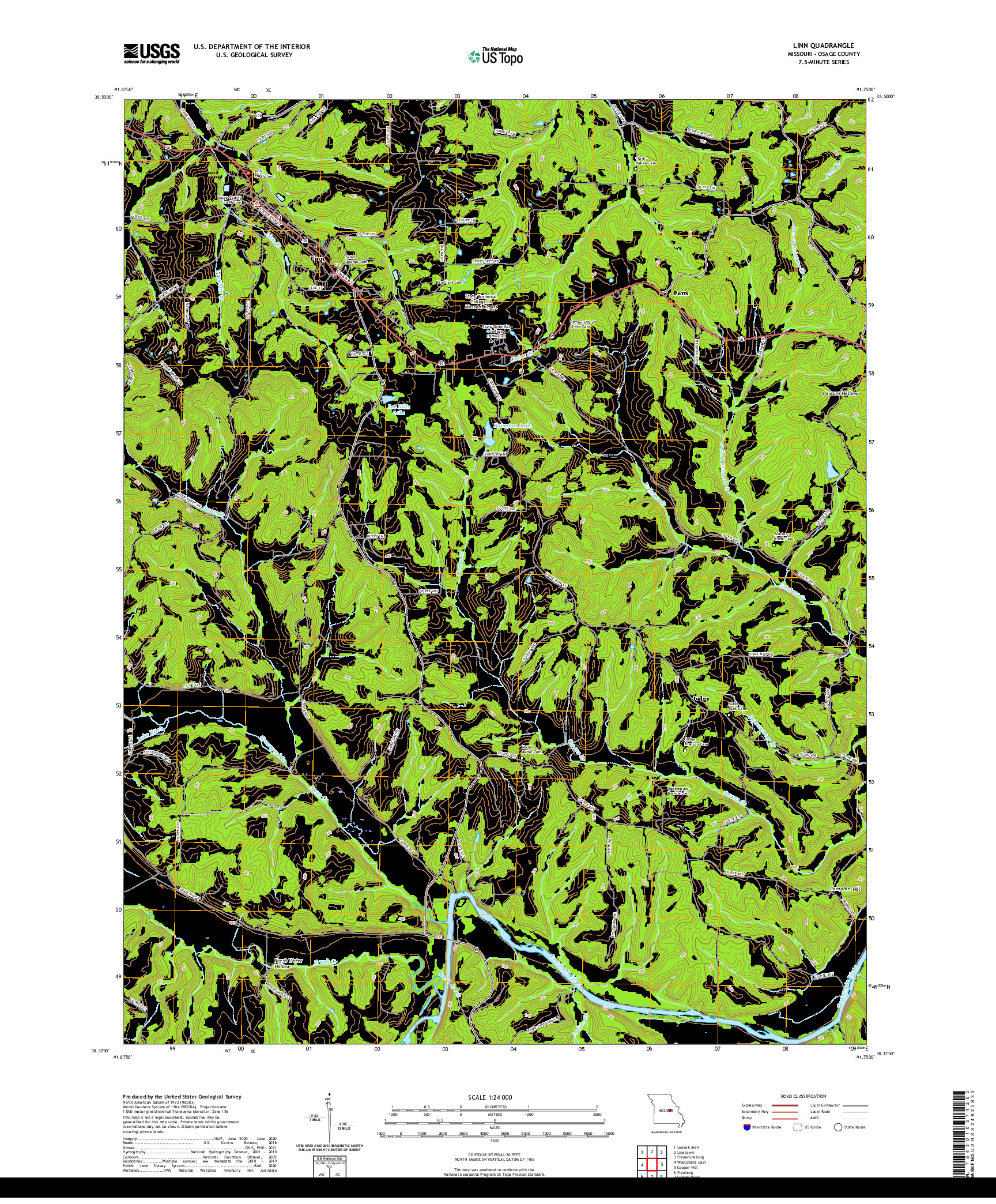 USGS US TOPO 7.5-MINUTE MAP FOR LINN, MO 2021