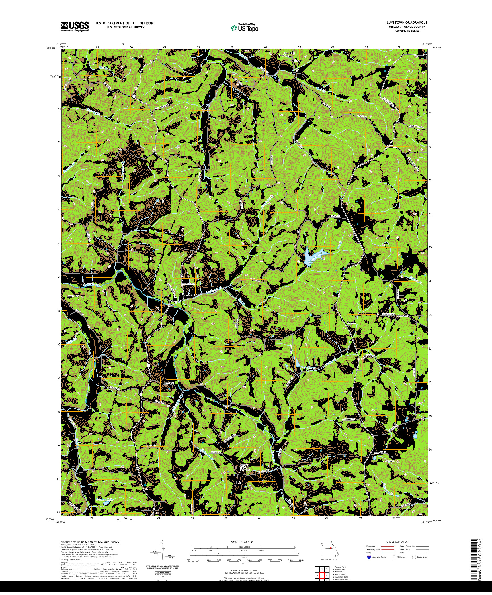 USGS US TOPO 7.5-MINUTE MAP FOR LUYSTOWN, MO 2021