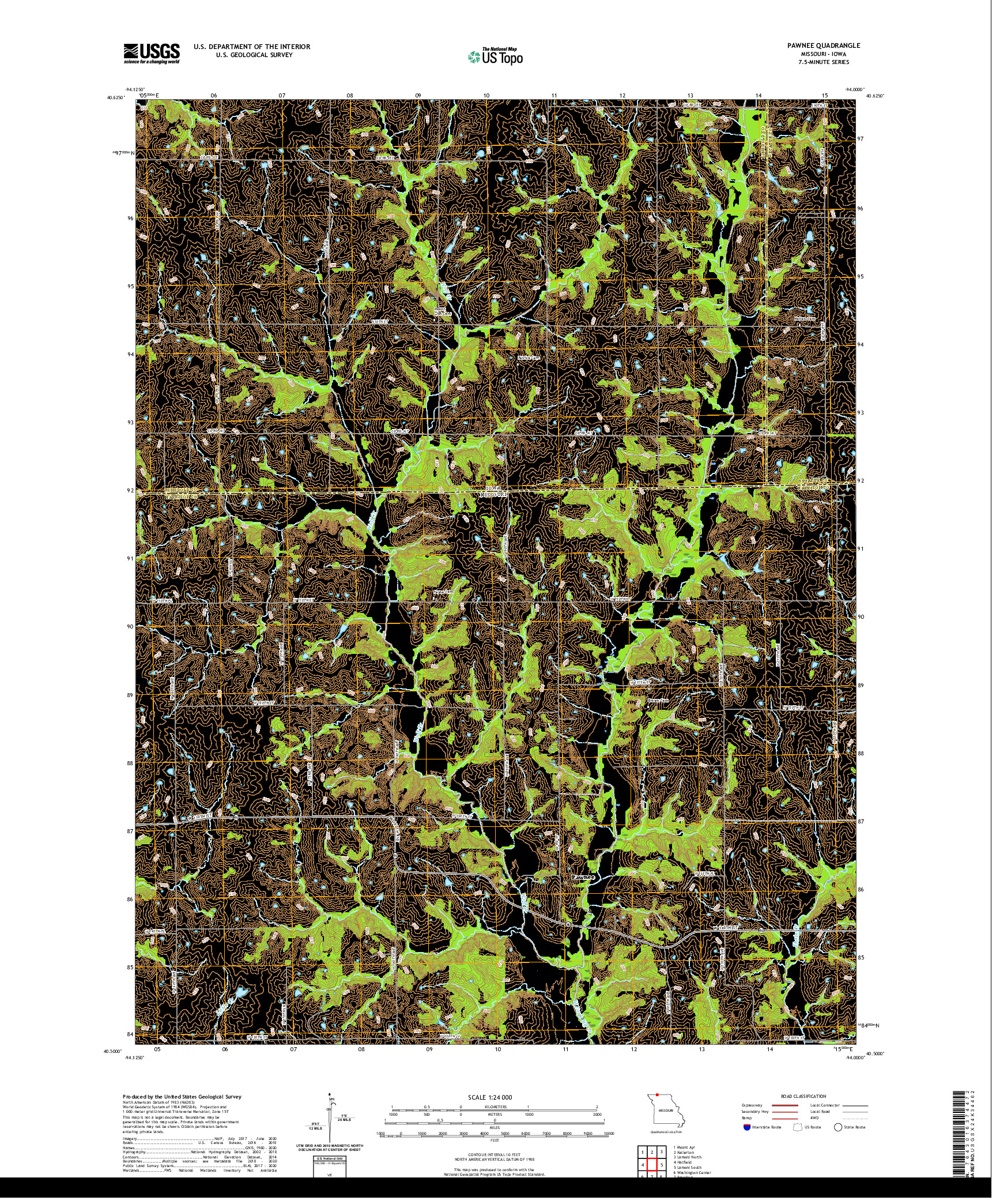 USGS US TOPO 7.5-MINUTE MAP FOR PAWNEE, MO,IA 2021