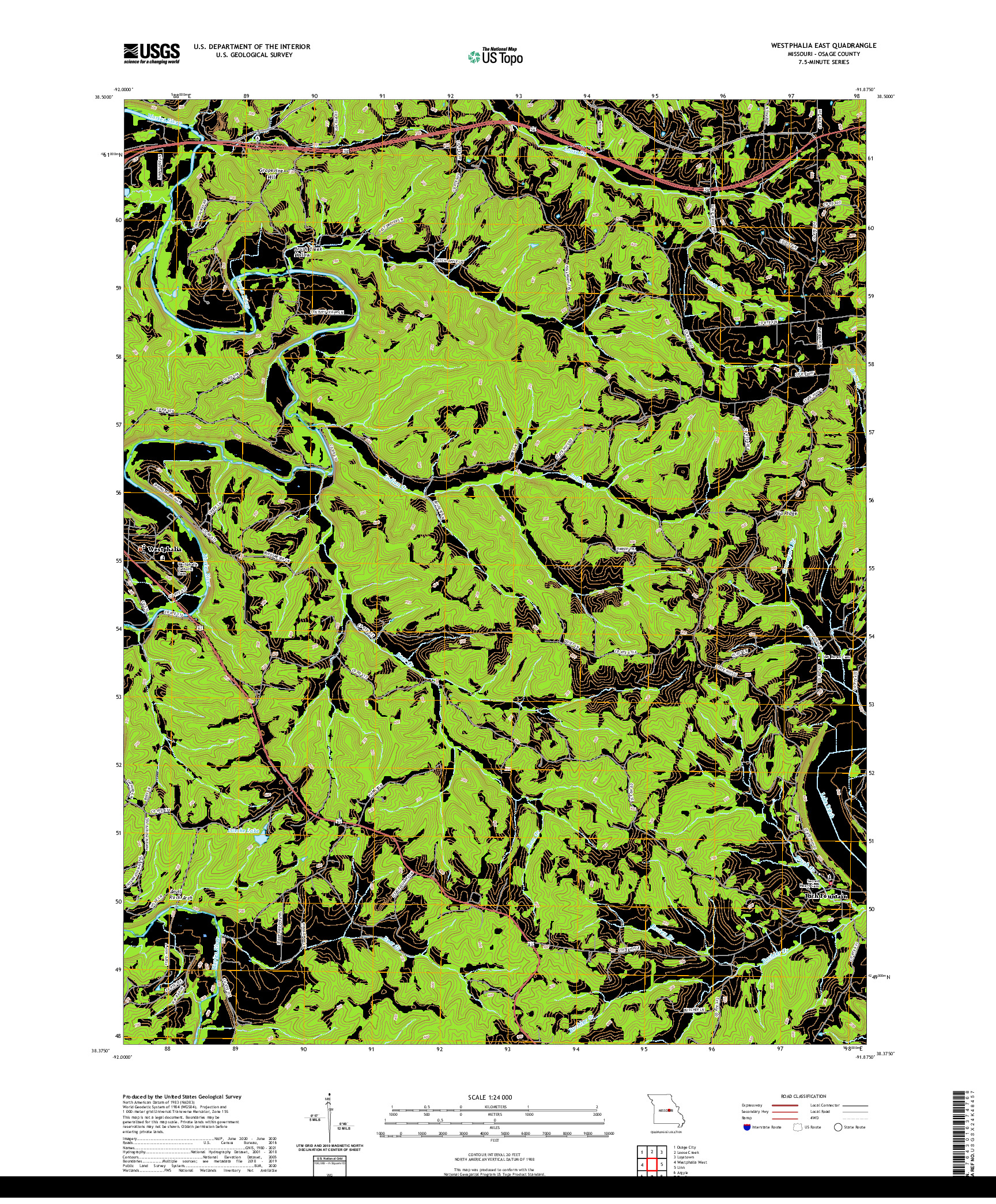 USGS US TOPO 7.5-MINUTE MAP FOR WESTPHALIA EAST, MO 2021