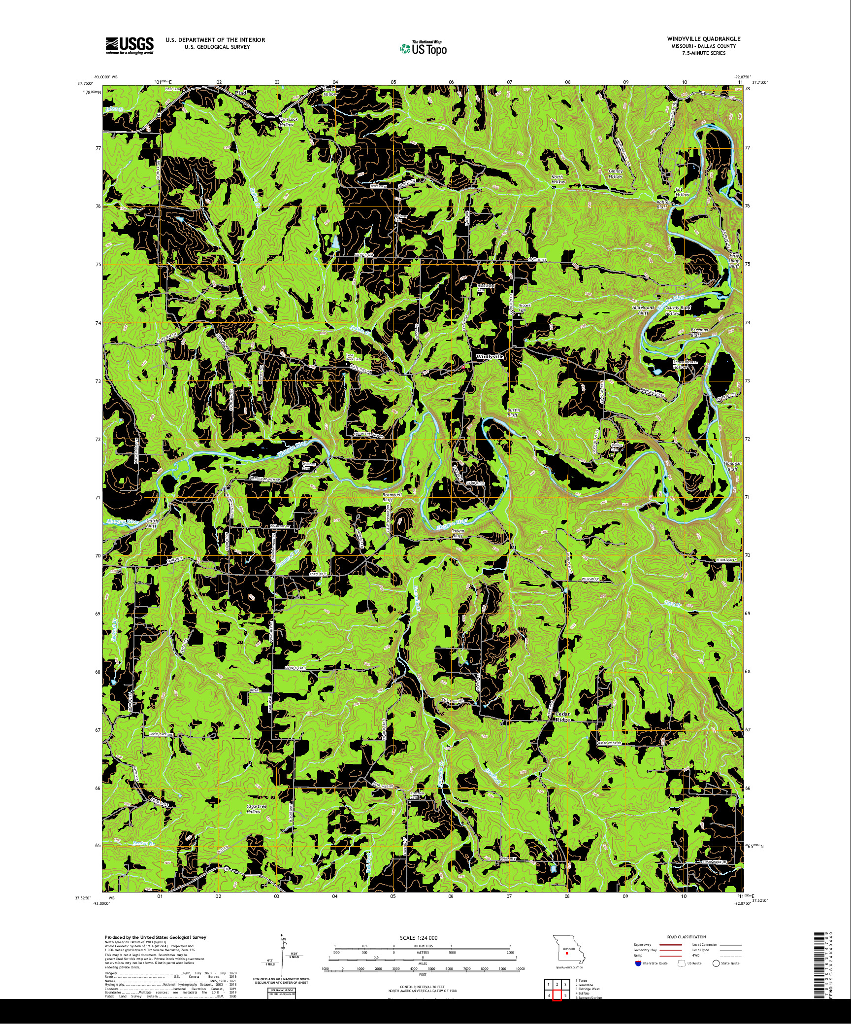 USGS US TOPO 7.5-MINUTE MAP FOR WINDYVILLE, MO 2021