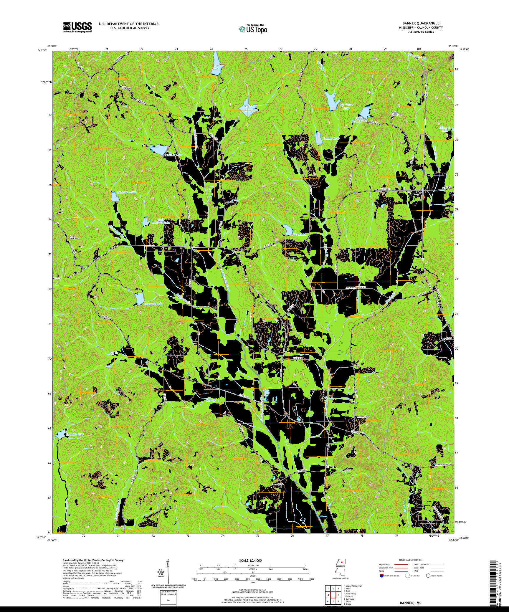 USGS US TOPO 7.5-MINUTE MAP FOR BANNER, MS 2021