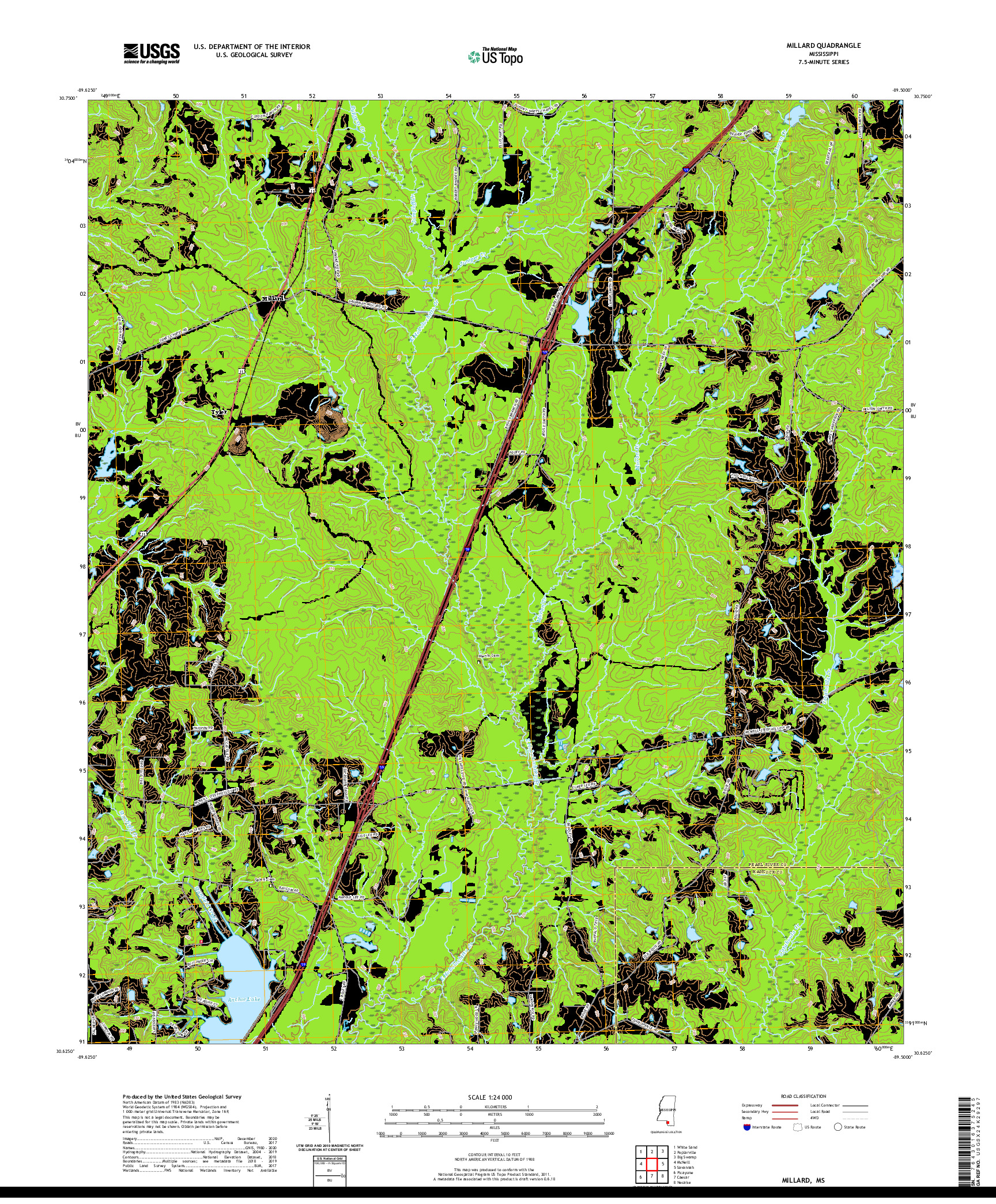 USGS US TOPO 7.5-MINUTE MAP FOR MILLARD, MS 2021