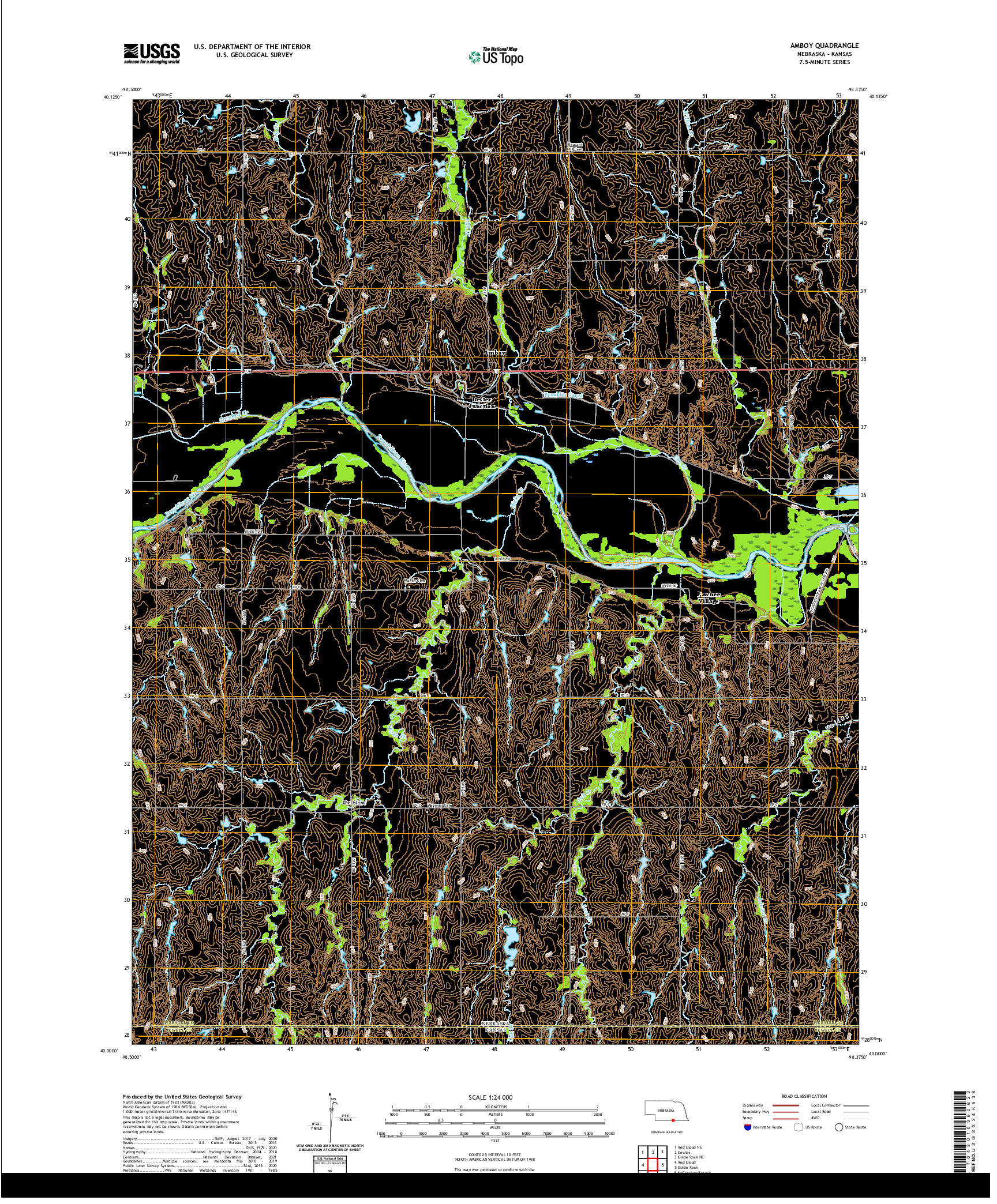 USGS US TOPO 7.5-MINUTE MAP FOR AMBOY, NE,KS 2021