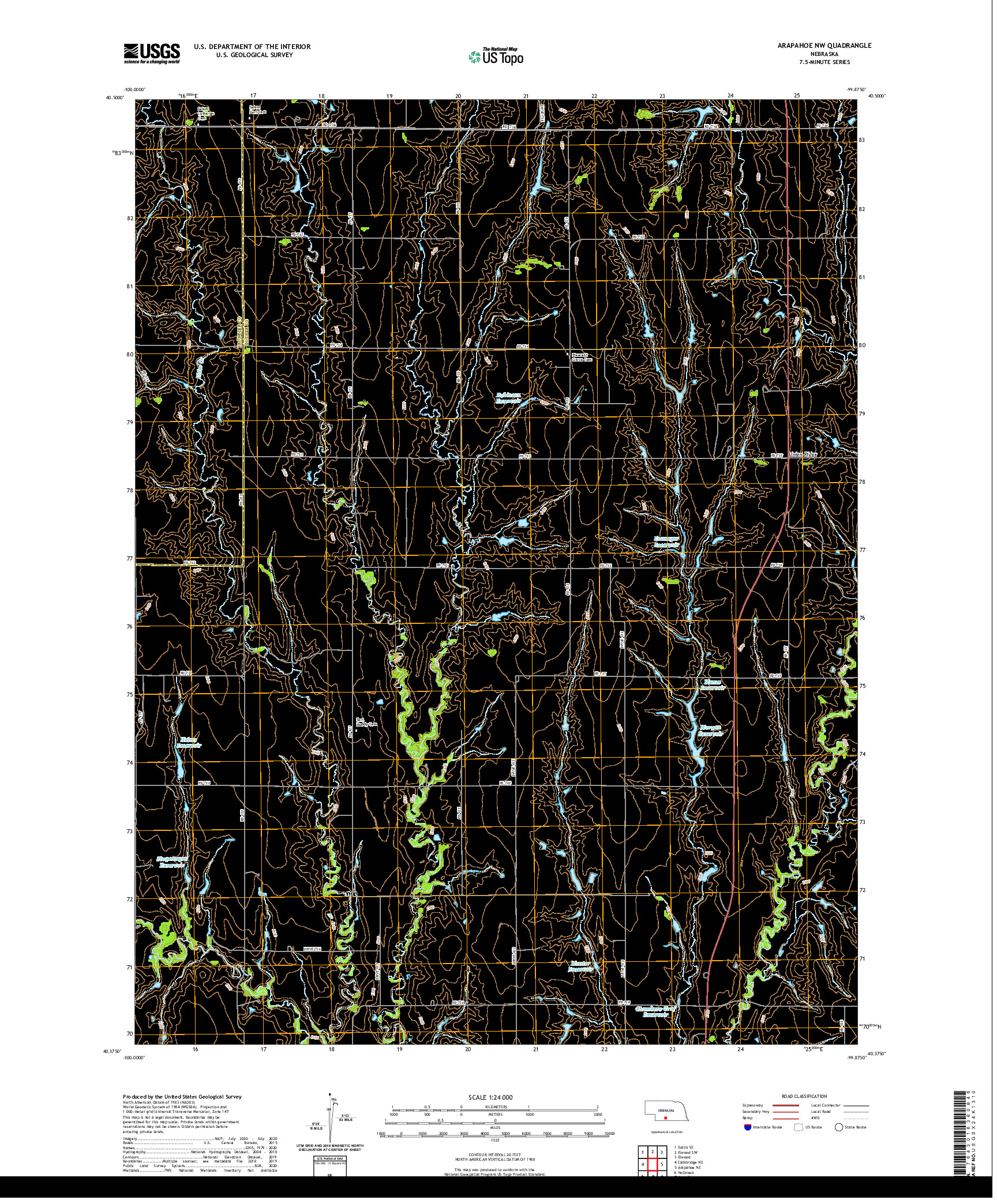 USGS US TOPO 7.5-MINUTE MAP FOR ARAPAHOE NW, NE 2021