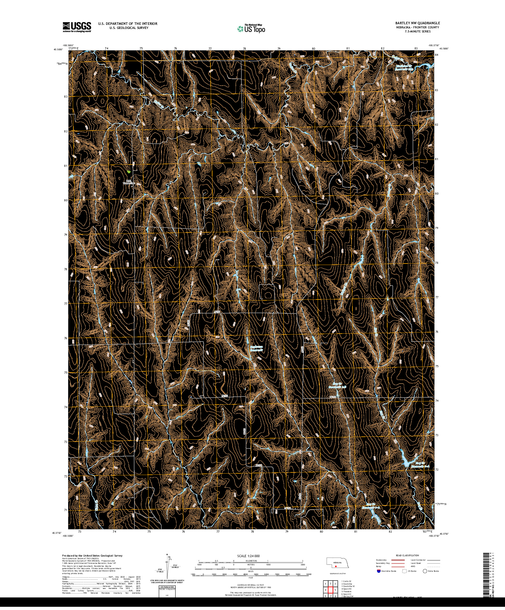 USGS US TOPO 7.5-MINUTE MAP FOR BARTLEY NW, NE 2021