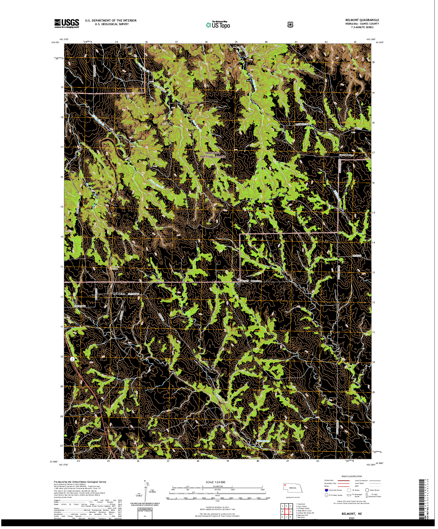 USGS US TOPO 7.5-MINUTE MAP FOR BELMONT, NE 2021