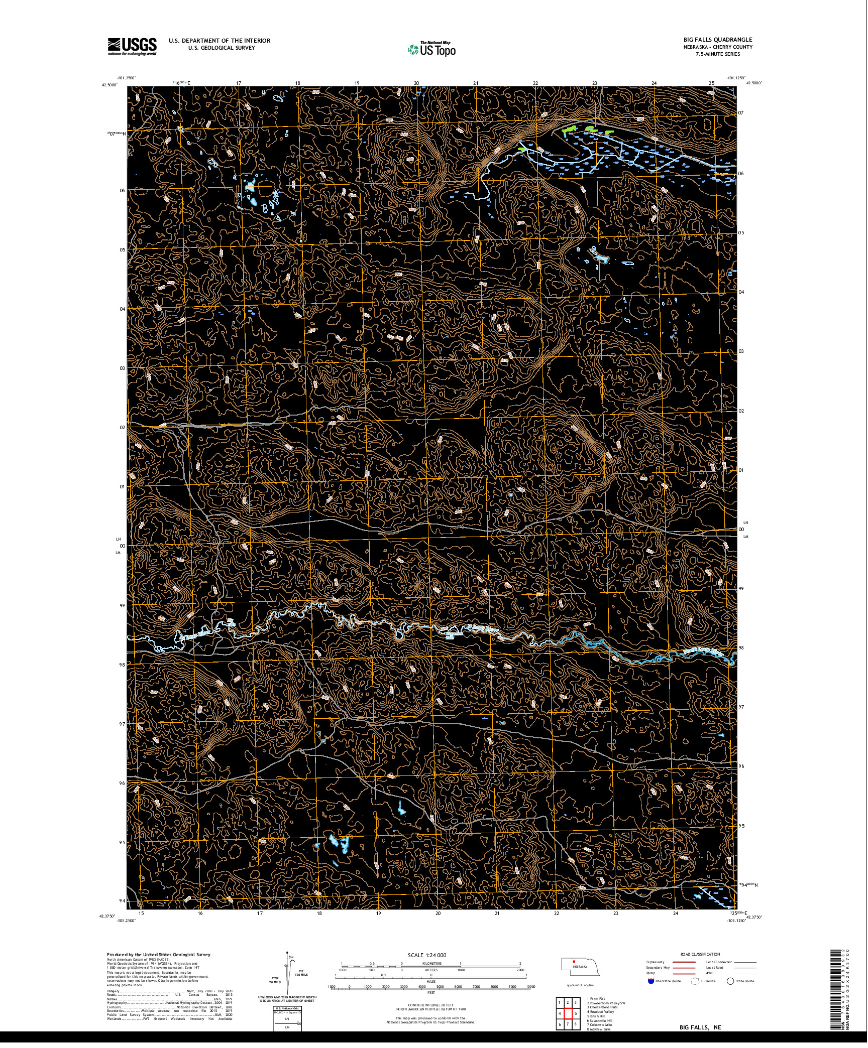 USGS US TOPO 7.5-MINUTE MAP FOR BIG FALLS, NE 2021