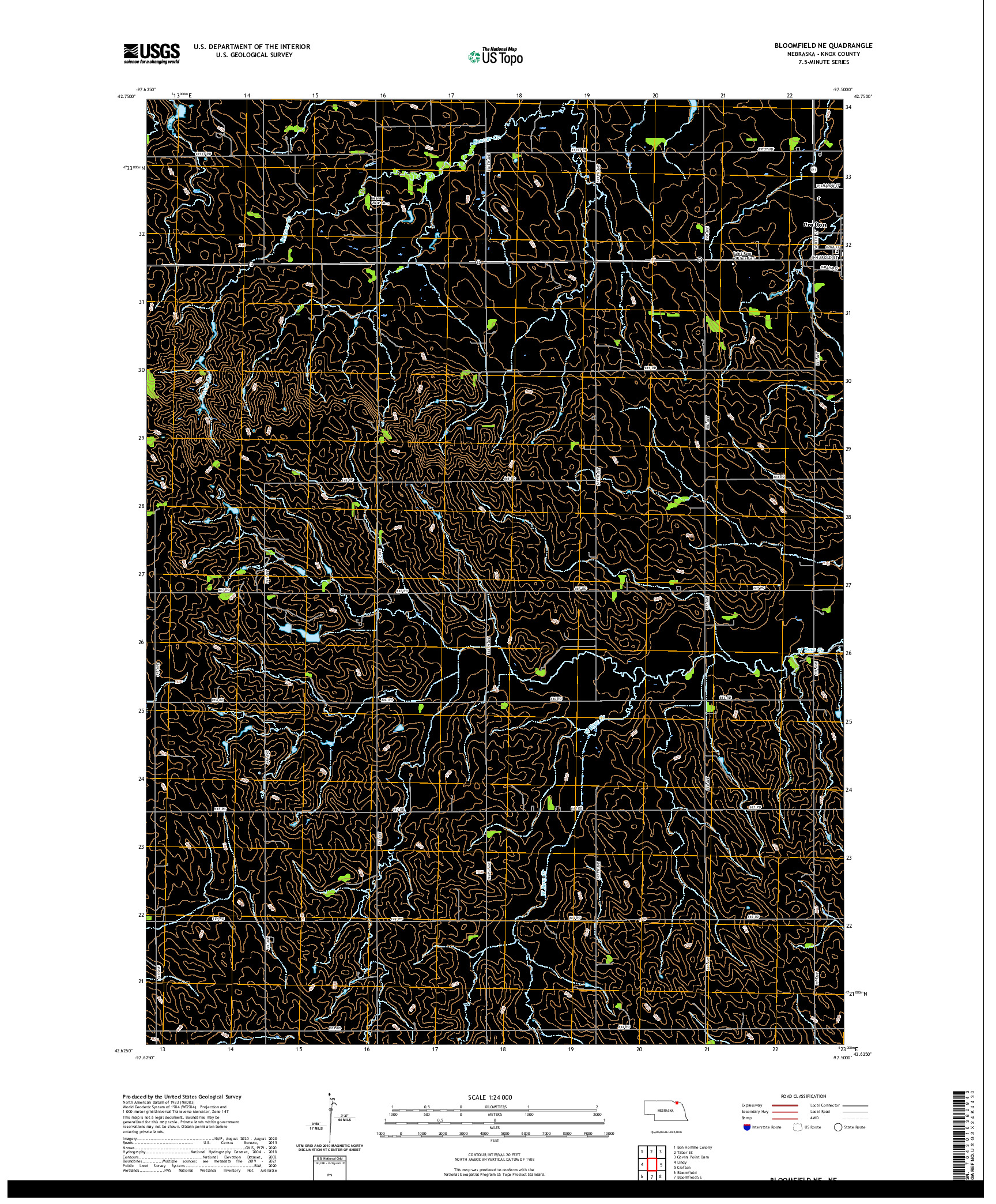 USGS US TOPO 7.5-MINUTE MAP FOR BLOOMFIELD NE, NE 2021